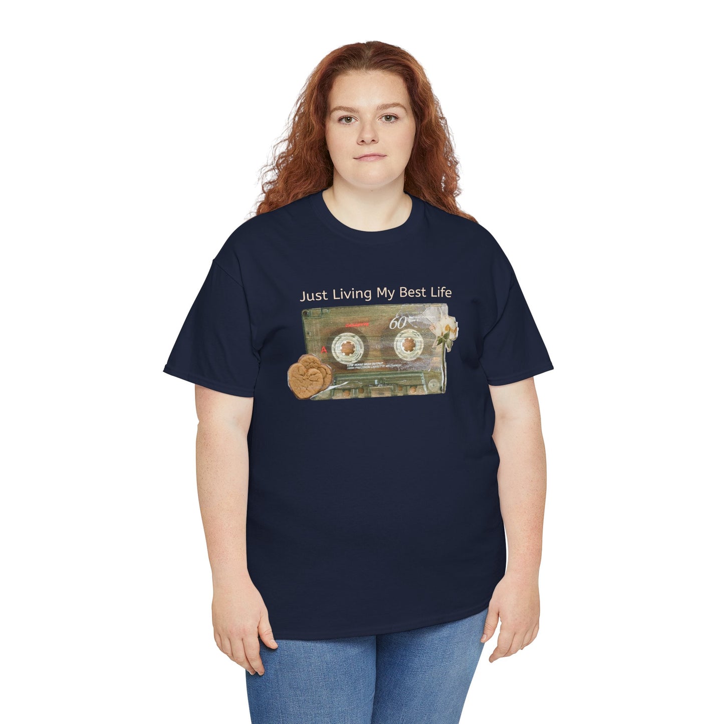 Just Living My Best Life Tee, Vintage Cassette T-Shirt, Casual Wear, Gift for Friends, Music Lover's Apparel
