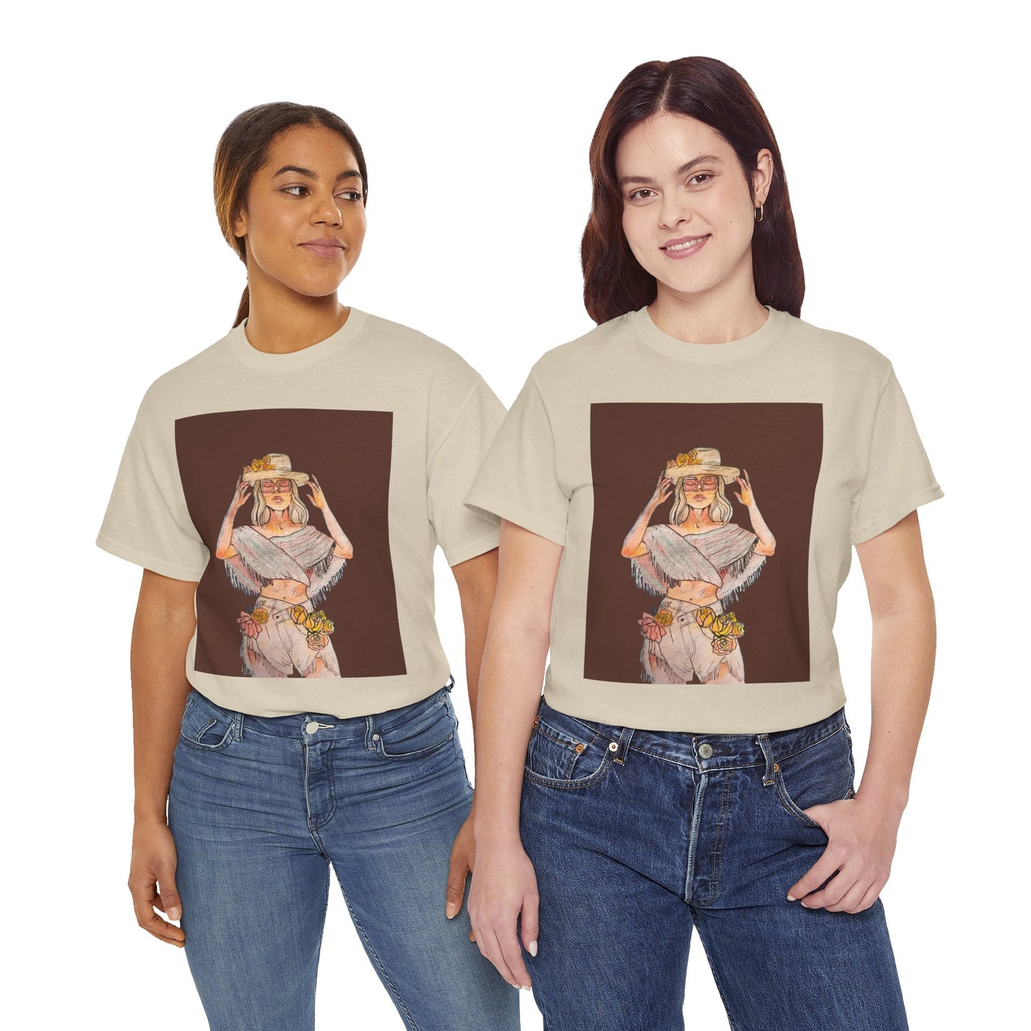 Bohemian Vibes Unisex Heavy Cotton Vintage Tee, Casual Wear, Summer Style Shirt, Gift for Her, Festival Outfit, Art-Inspired Apparel