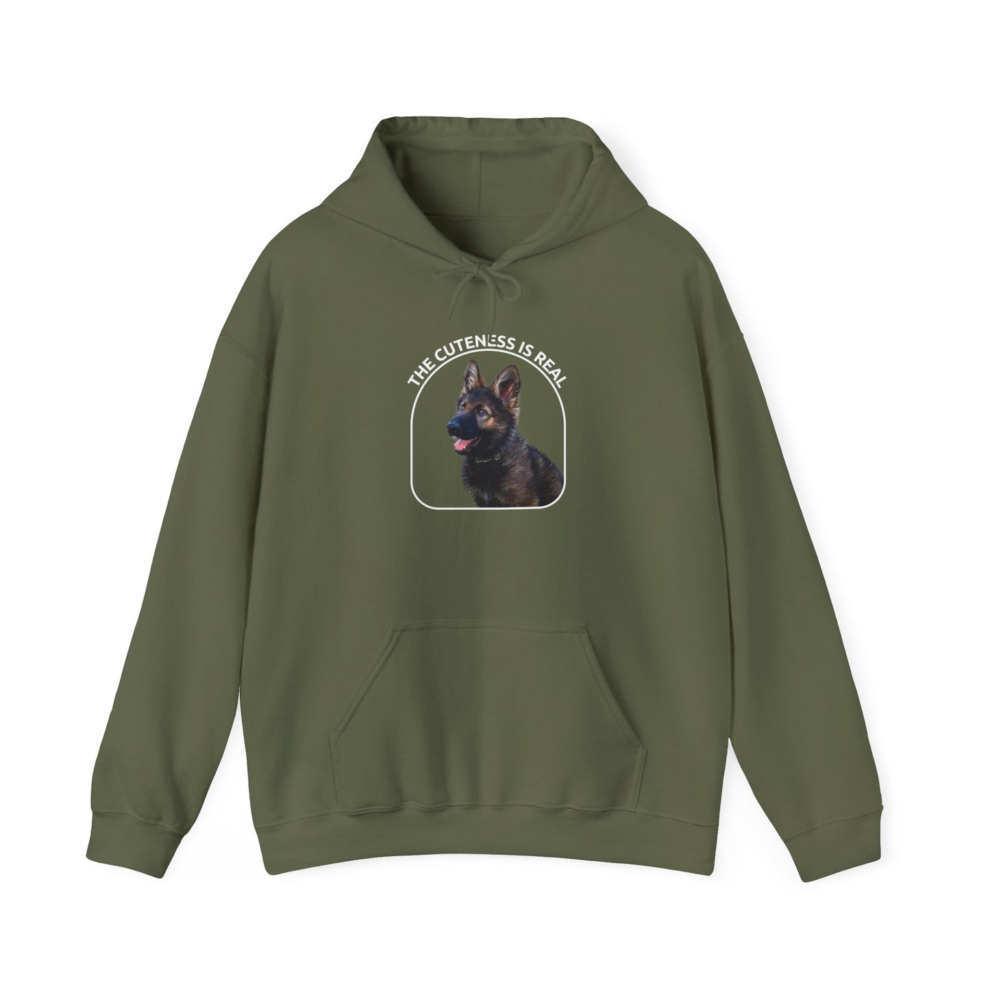 Unisex Dog Lover Hoodie With Cute German Shepherd Puppy and Caption The Cuteness Is Real