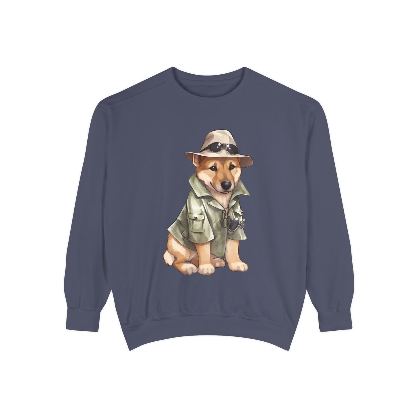Unisex Dog Lover Sweatshirt With a Graphic of German Shepherd Wearing Detector's Hat and Costume