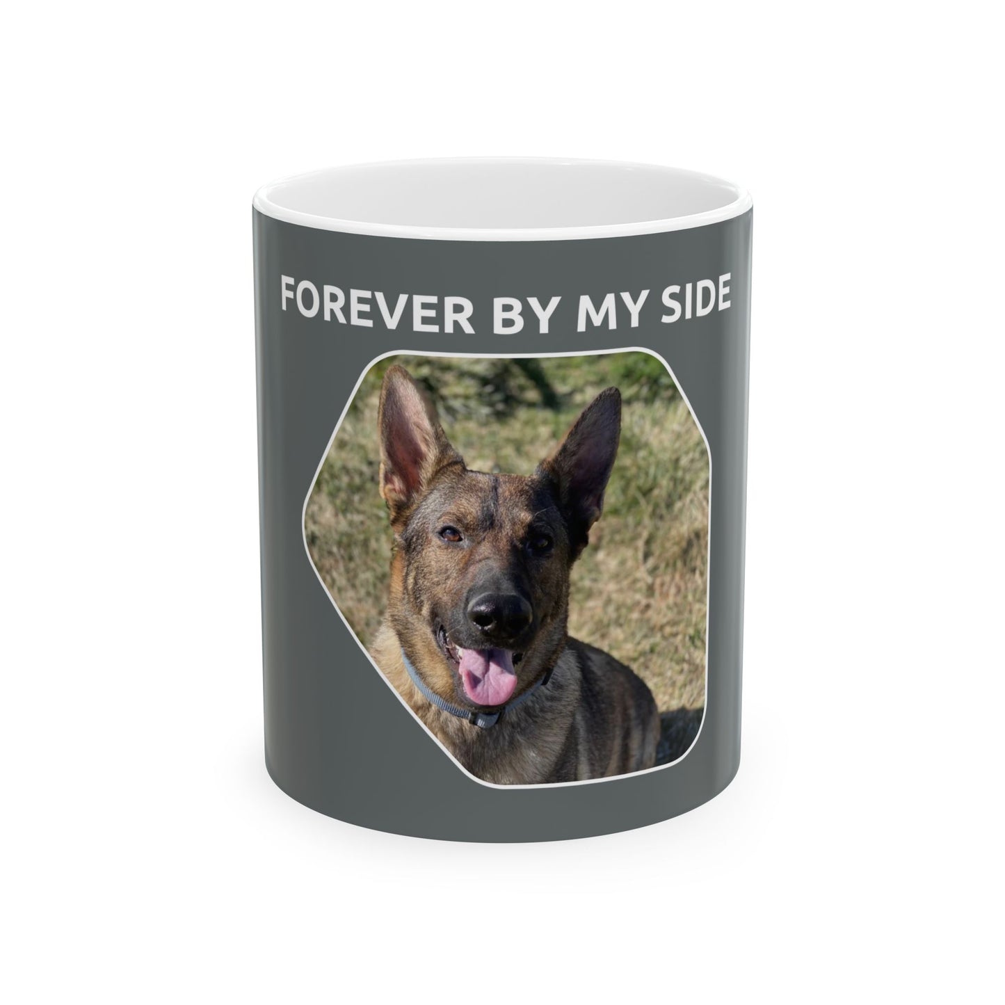 Ceramic Dog Lover Mug With a Sable German Shepherd and Caption Forever By My Side