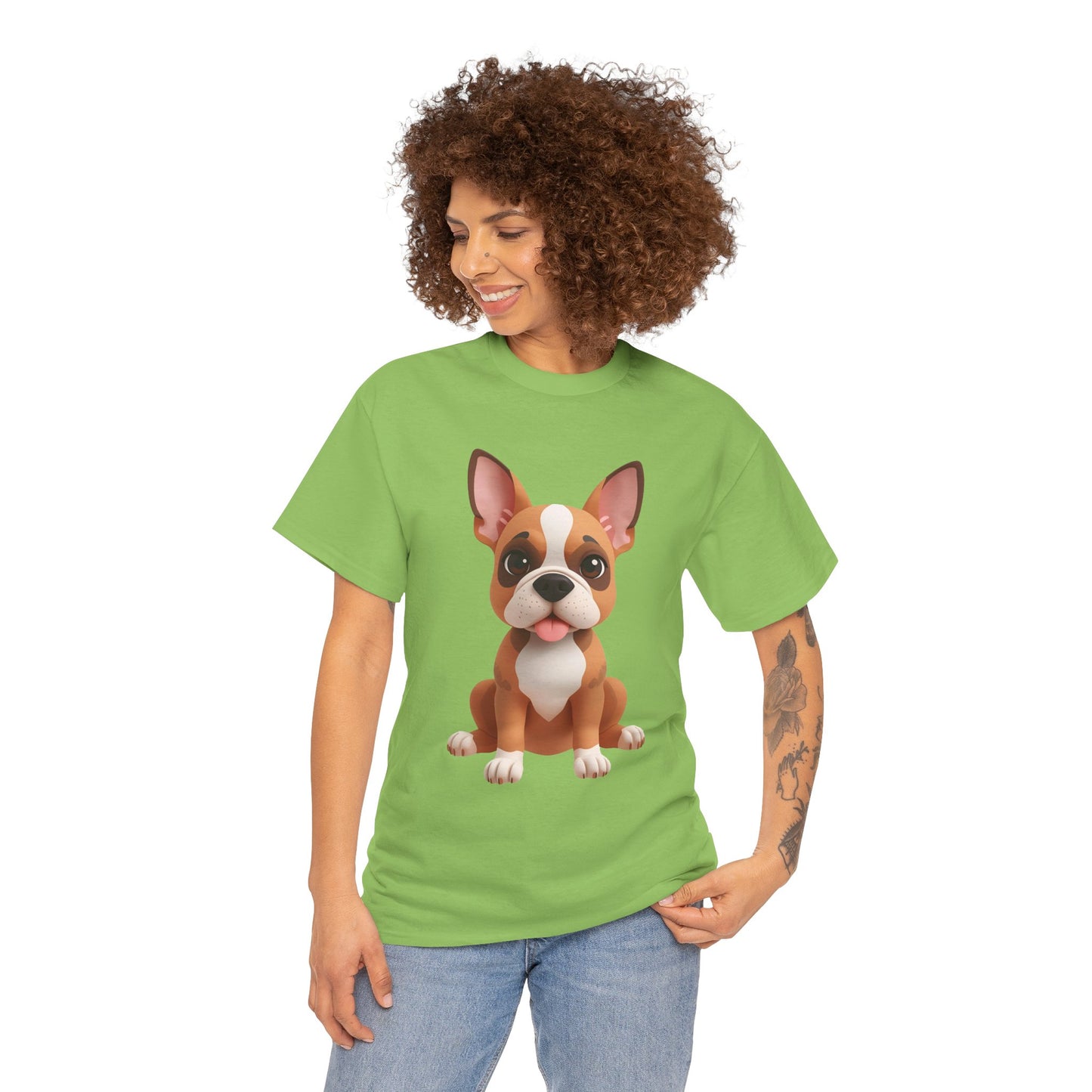 Cute 3D French Bulldog T-Shirt Unisex Heavy Cotton Tee, Dog Lover Gift