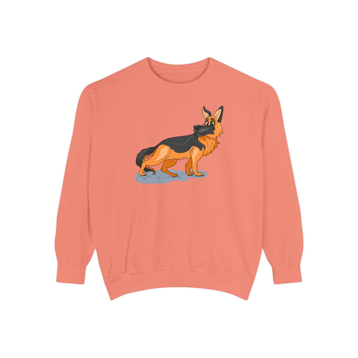 Unisex Dog Lover Sweatshirt With a Cartoon of Astonished German Shepherd Turning His Head