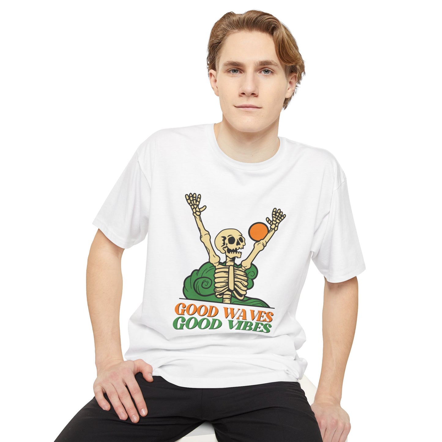 Good Waves Good Vibes Unisex Tee | Casual Summer Shirt, Urban Streetwear, Gift for Beach Lovers, Music Festivals, Adventure Spirit
