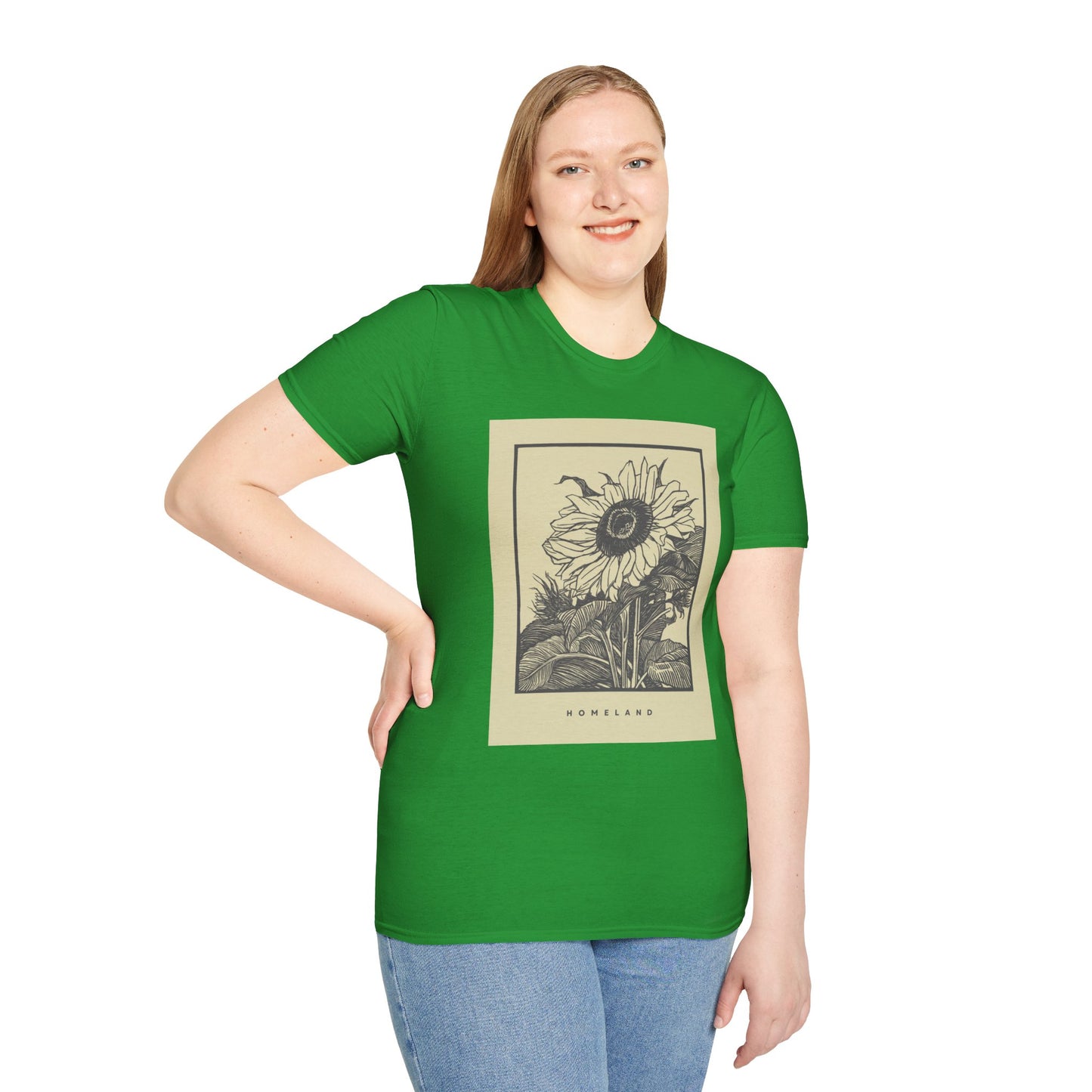 Vintage Sunflower Unisex T-Shirt, Softstyle Tee, Casual Wear, Nature Lover Gift, Summer Fashion, Homelands Design