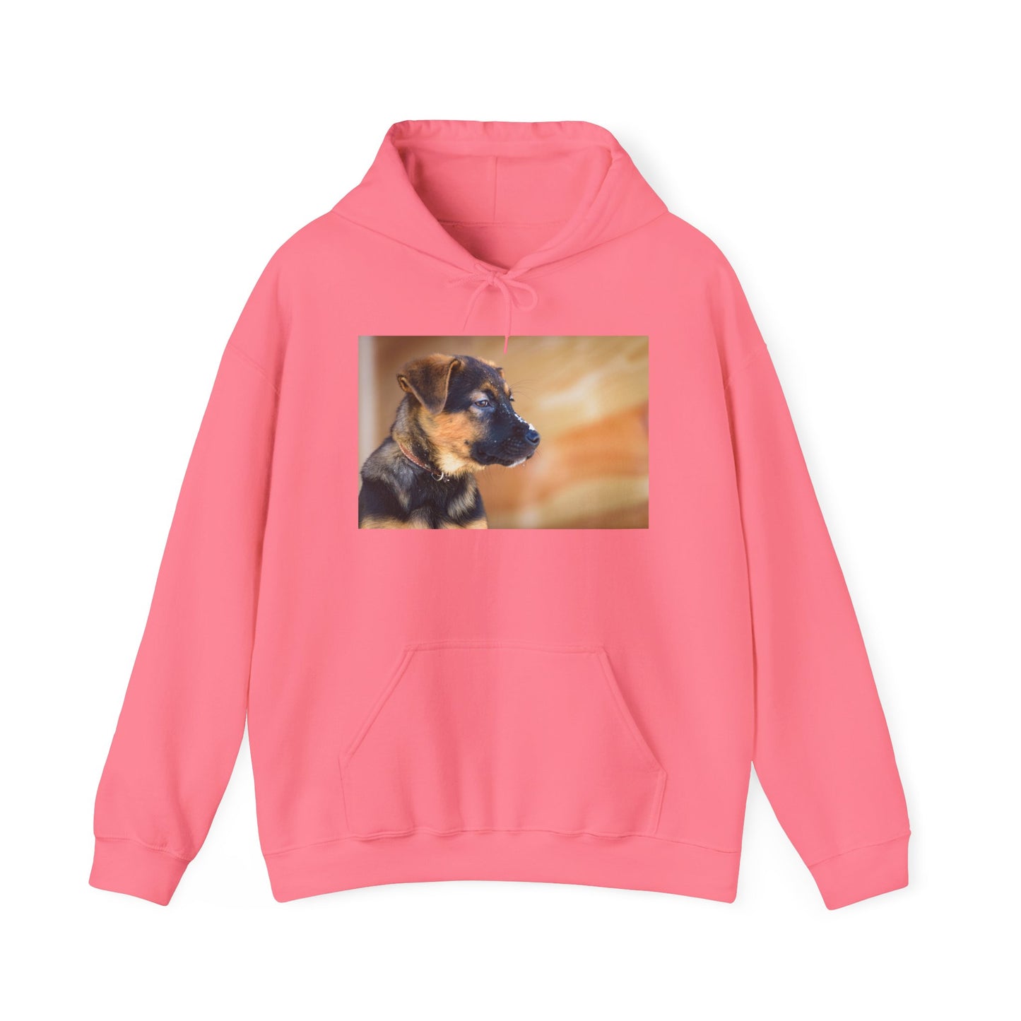 A Unisex Dog Lover Hoodie With a and Red German Shepherd Puppy With Floppy Ears