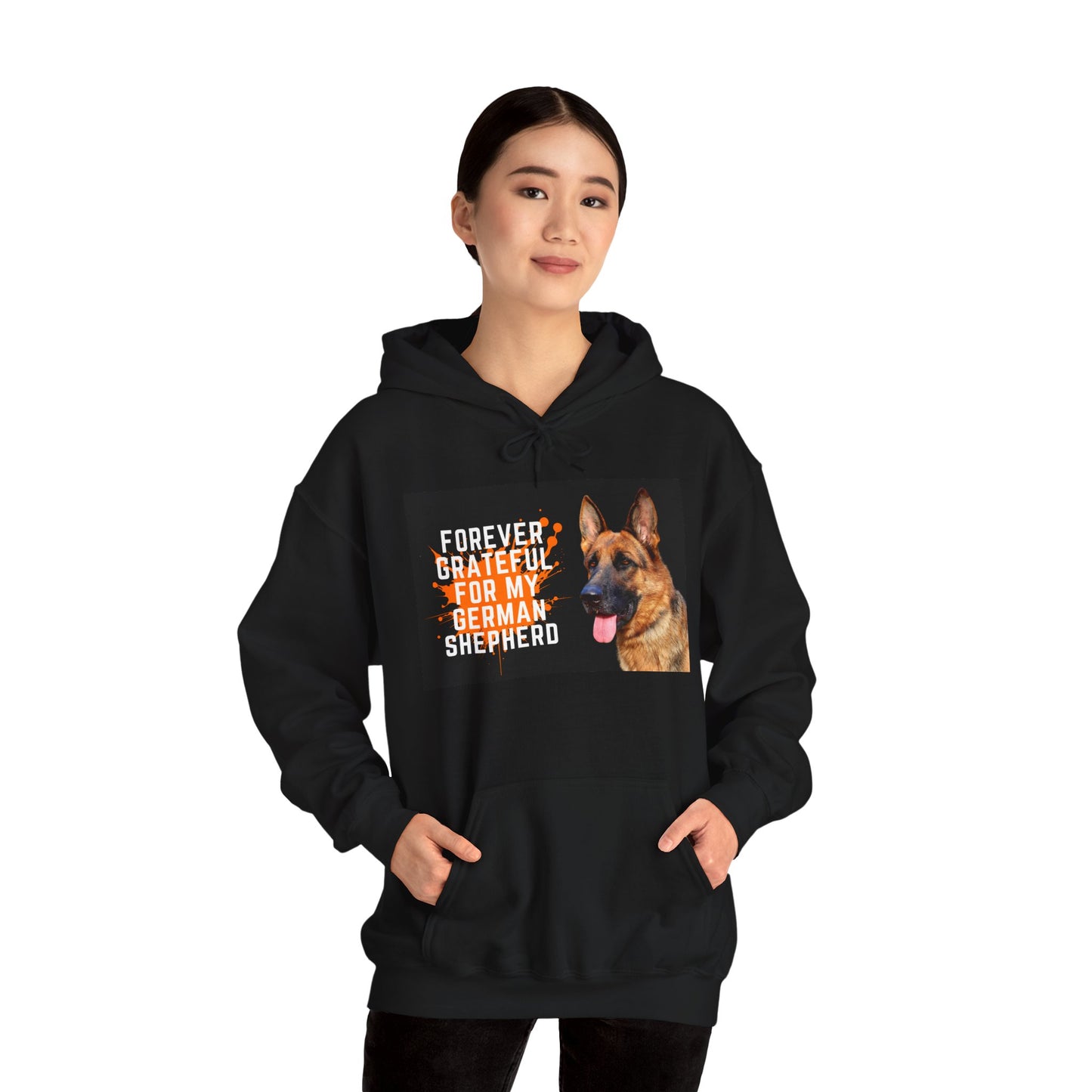 Unisex Dog Lover Hoodie With a German Shepherd and Quote Forever Grateful for My German Shepherd