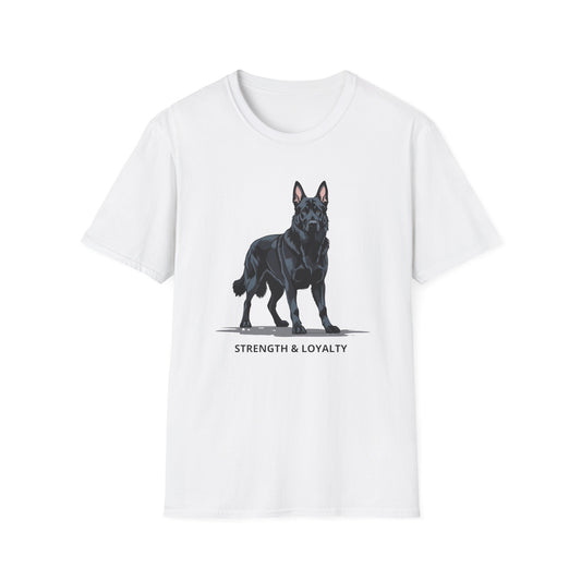 Strength & Loyalty German Shepherd Dog T-Shirt, Unisex Pet Lover Tee, Gifts for Dog Owners, Animal Lovers Apparel, Casual Everyday Wear, Black Dog Shirt