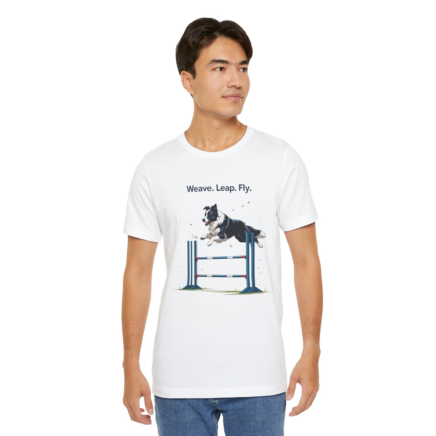 Dog Agility Spirit T-Shirt, Weave Leap Fly Tee, Gifts for Dog Lovers, Pet Enthusiasts, Animal Lovers T-Shirt, Casual Wear, Dog Show Gear