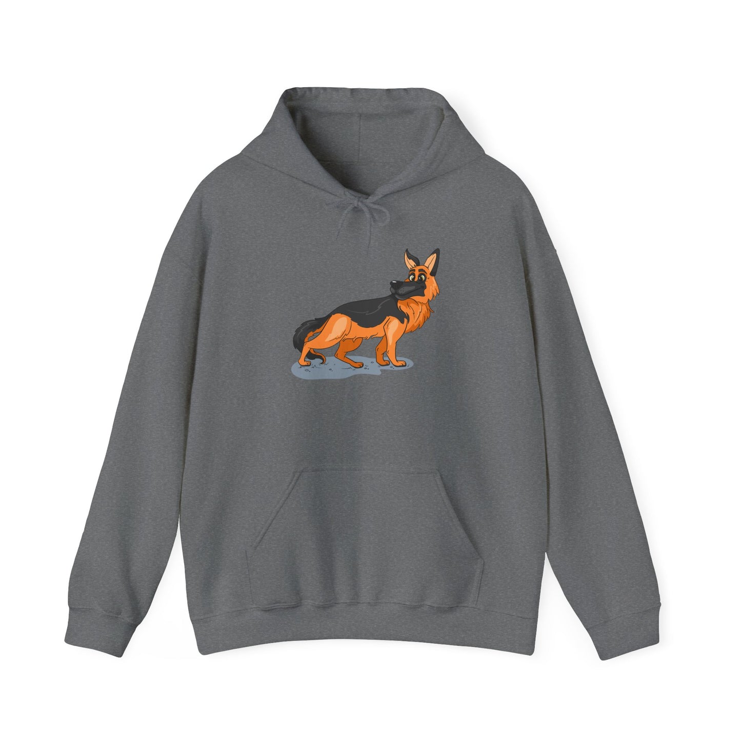 Unisex Dog Lover Hoodie With a Cartoon of Astonished German Shepherd Turning His Head
