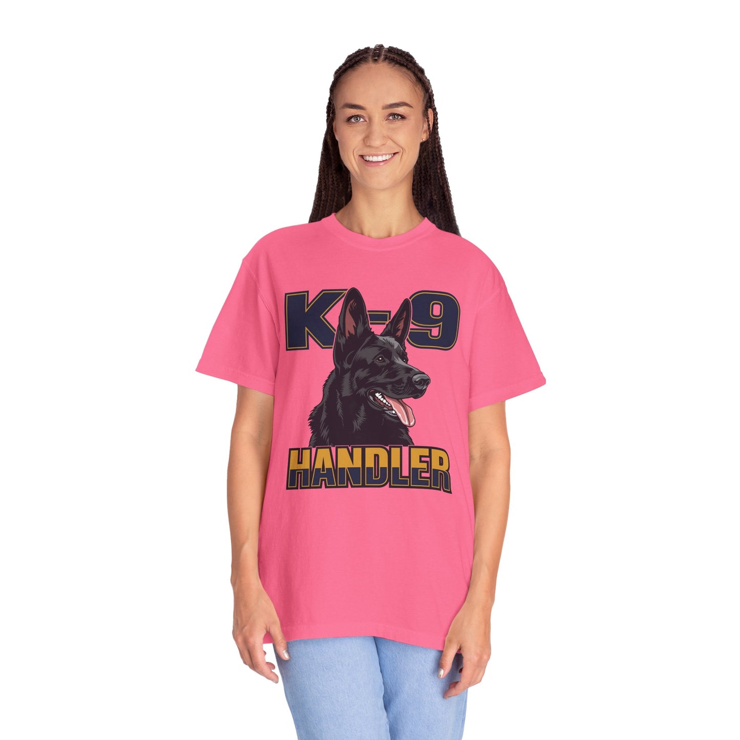 Black German Shepherd K-9 Handler T-Shirt, Garment-Dyed Unisex Tee for Dog Lovers