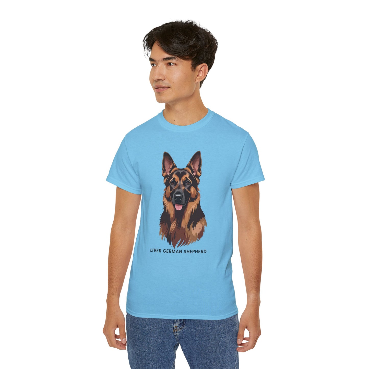 Liver German Shepherd Tee, Dog Lover Shirt, Pet Owner Gift, Animal Print T-Shirt, Unisex Graphic Tee, Birthday Present for Dog Lovers