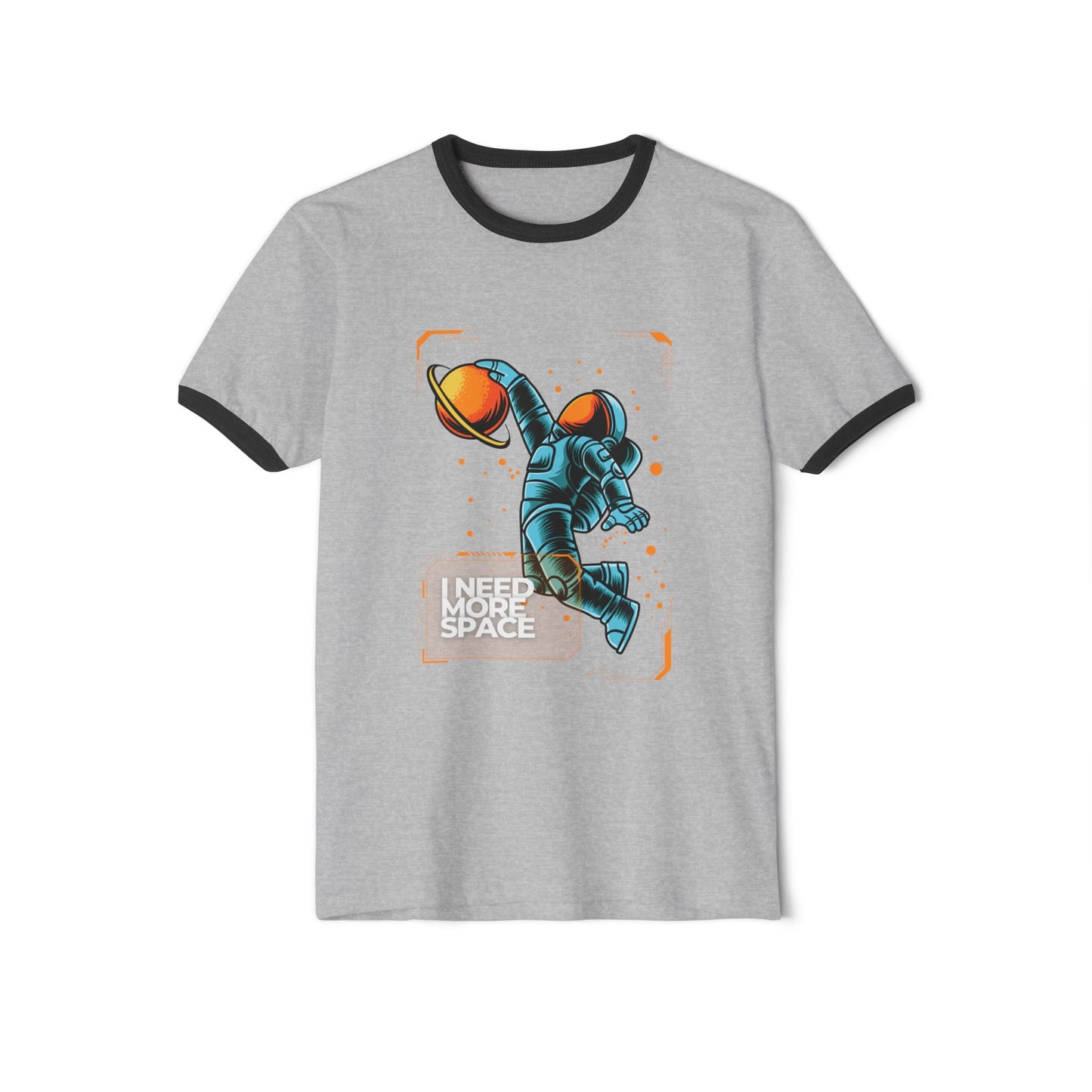 Retro Space Ringer T-Shirt - "I Need More Space", Unisex Graphic Tee, Vintage Style Shirt for Space Lovers, Cool Gift for Him/Her, Fun Everyday Wear