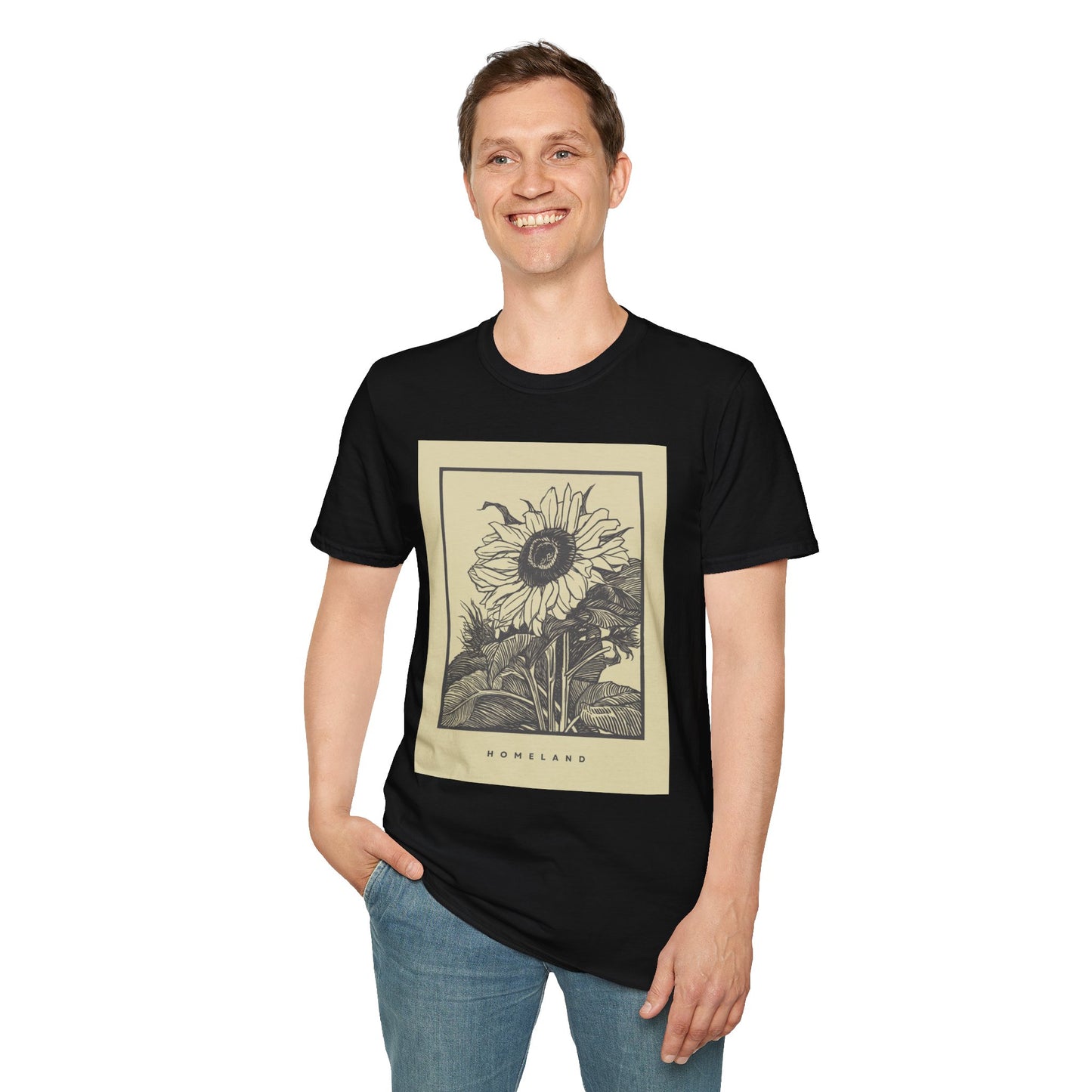 Vintage Sunflower Unisex T-Shirt, Softstyle Tee, Casual Wear, Nature Lover Gift, Summer Fashion, Homelands Design