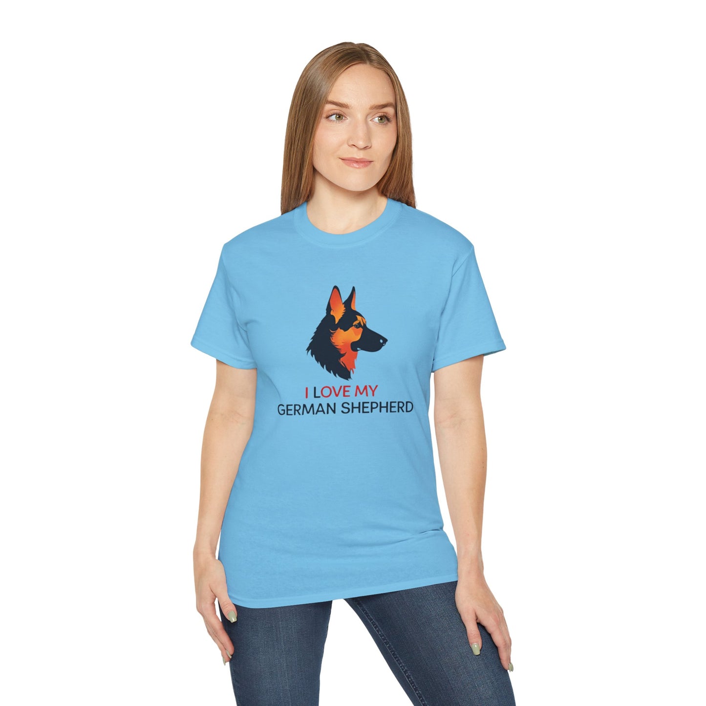 German Shepherd Lovers Unisex Ultra Cotton Tee - "I Love My German Shepherd", Dog Owner Gift, Canine Apparel, Pet Lover T-Shirt