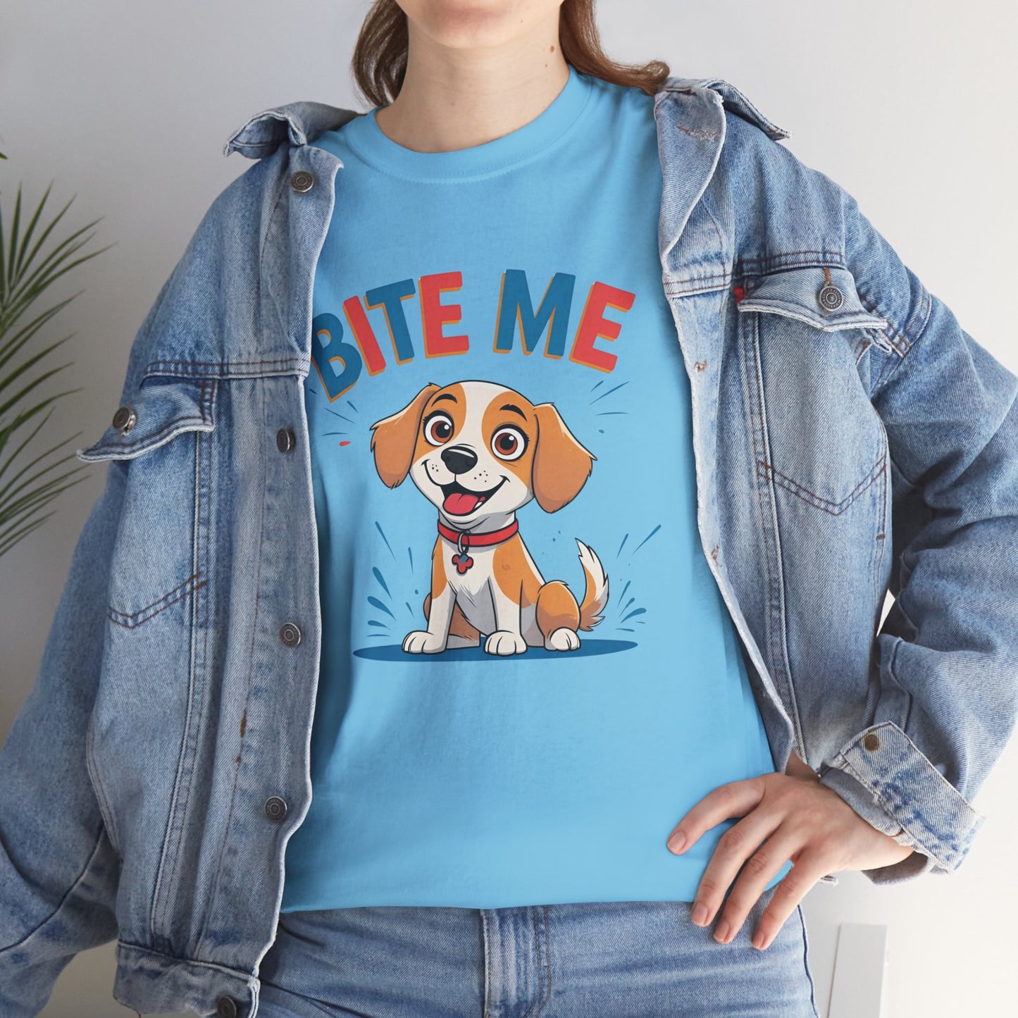 Playful Dog Lover Tee, Bite Me Unisex Cotton T-Shirt for Dog Trainers, Funny Gift for Dog Lovers, Cute Dog Apparel