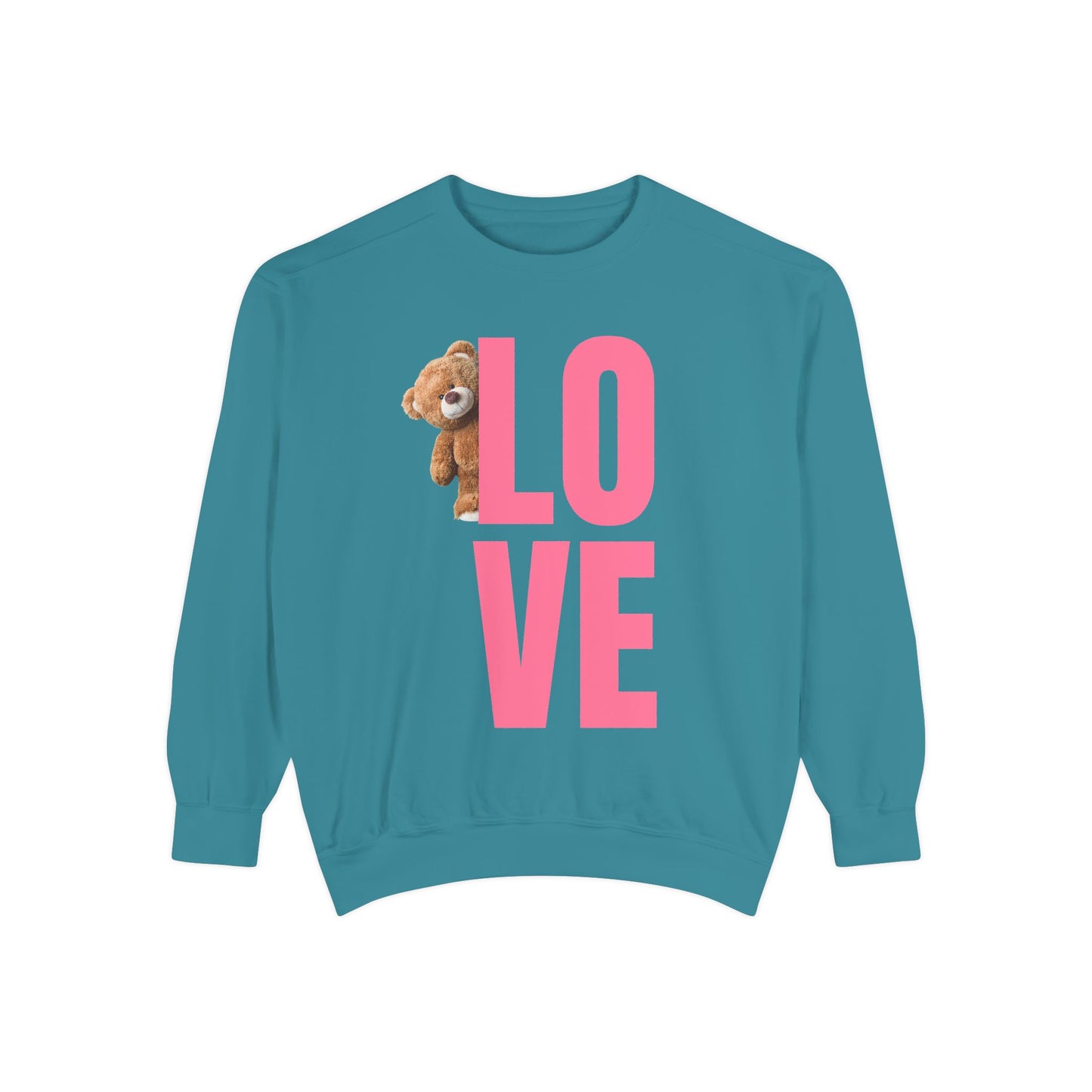 Unisex Valentine's Day Sweatshirt With Cute Brown Behind the Letter L
