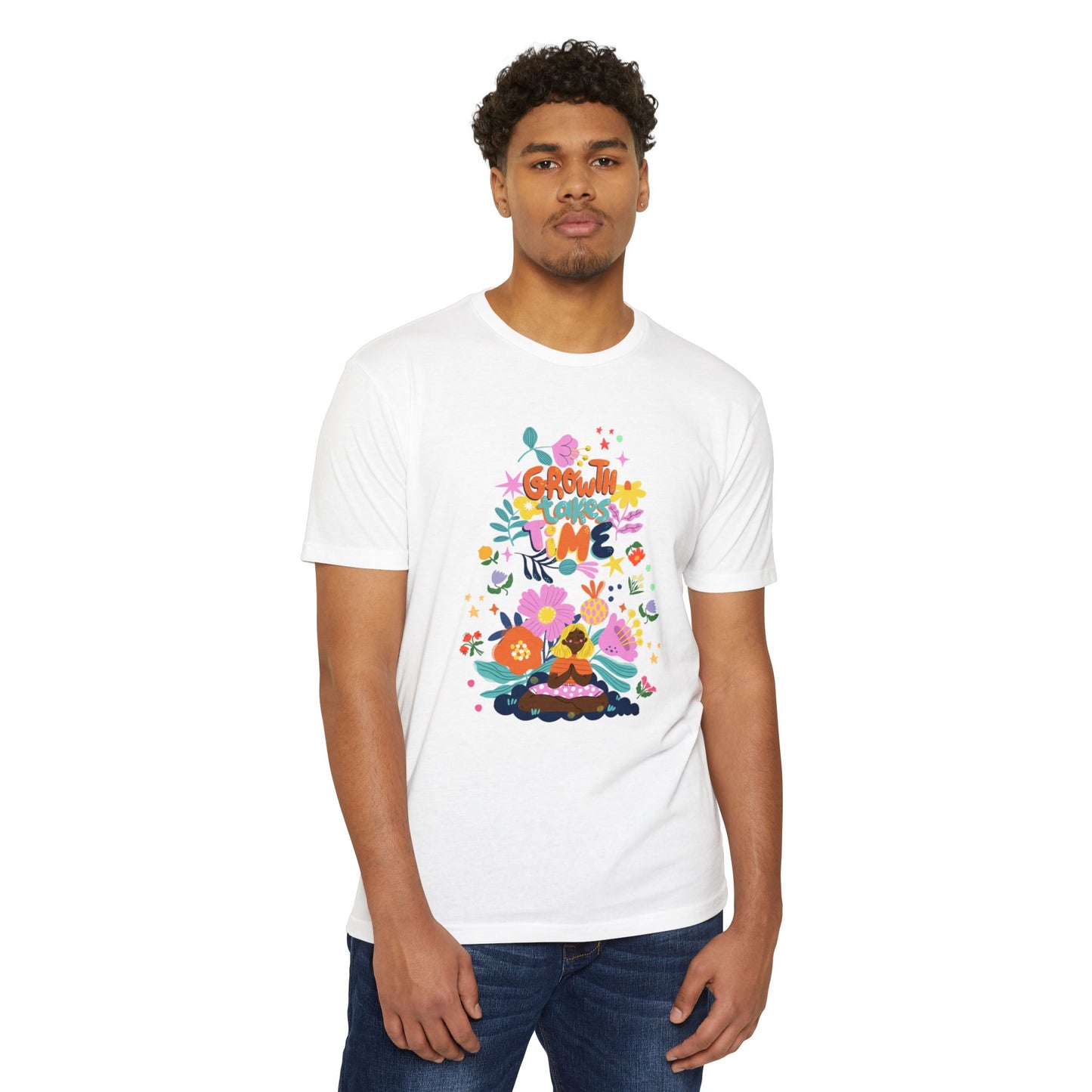 Growth Takes Time Floral Unisex T-Shirt, Spring Tee, Inspirational T-Shirt, Casual Wear, Unique Gift Idea