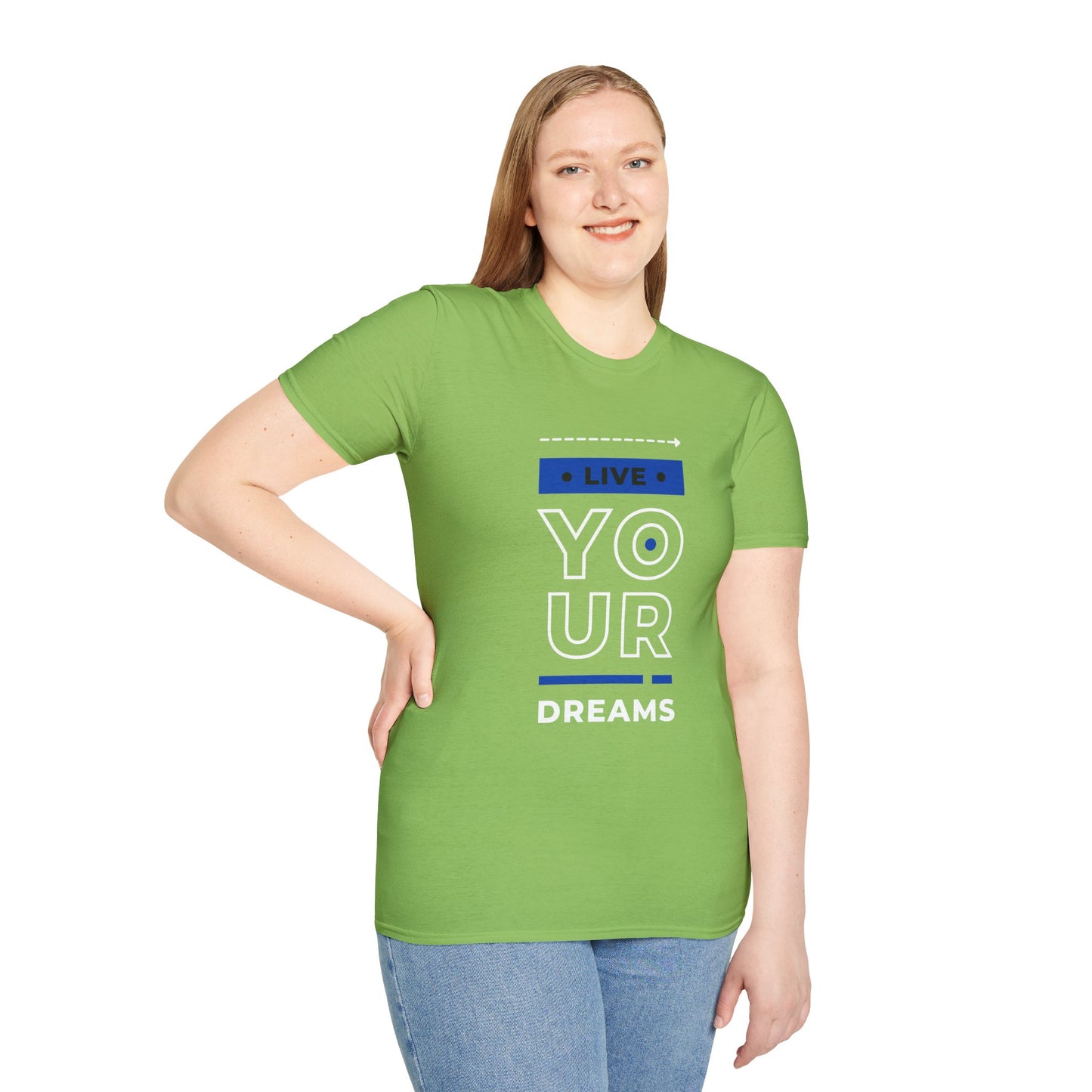 Live Your Dreams Unisex Softstyle T-Shirt, Inspirational Tee, Motivational Gift, Casual Wear, Daily Reminder, Empowerment Top