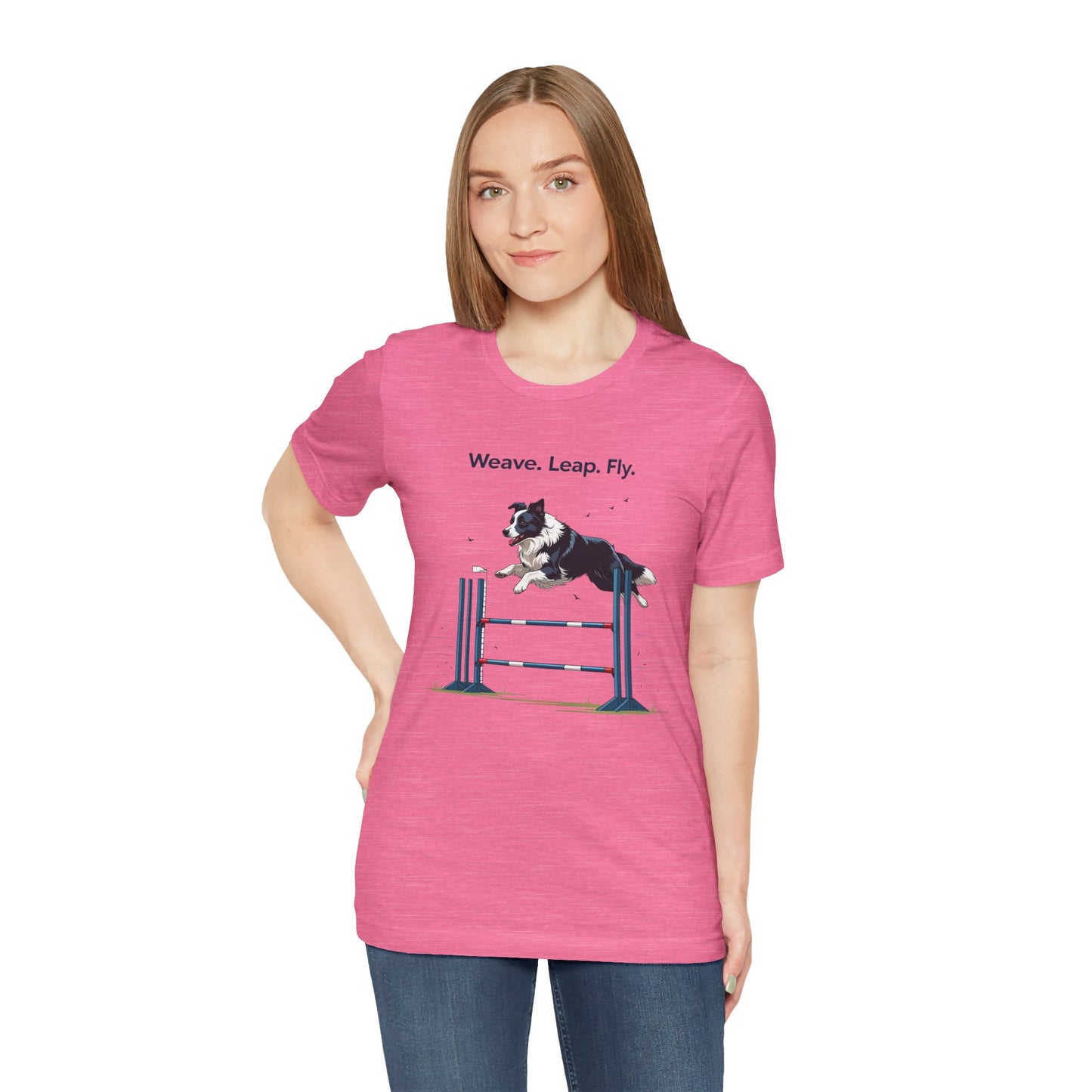 Dog Agility Spirit T-Shirt, Weave Leap Fly Tee, Gifts for Dog Lovers, Pet Enthusiasts, Animal Lovers T-Shirt, Casual Wear, Dog Show Gear