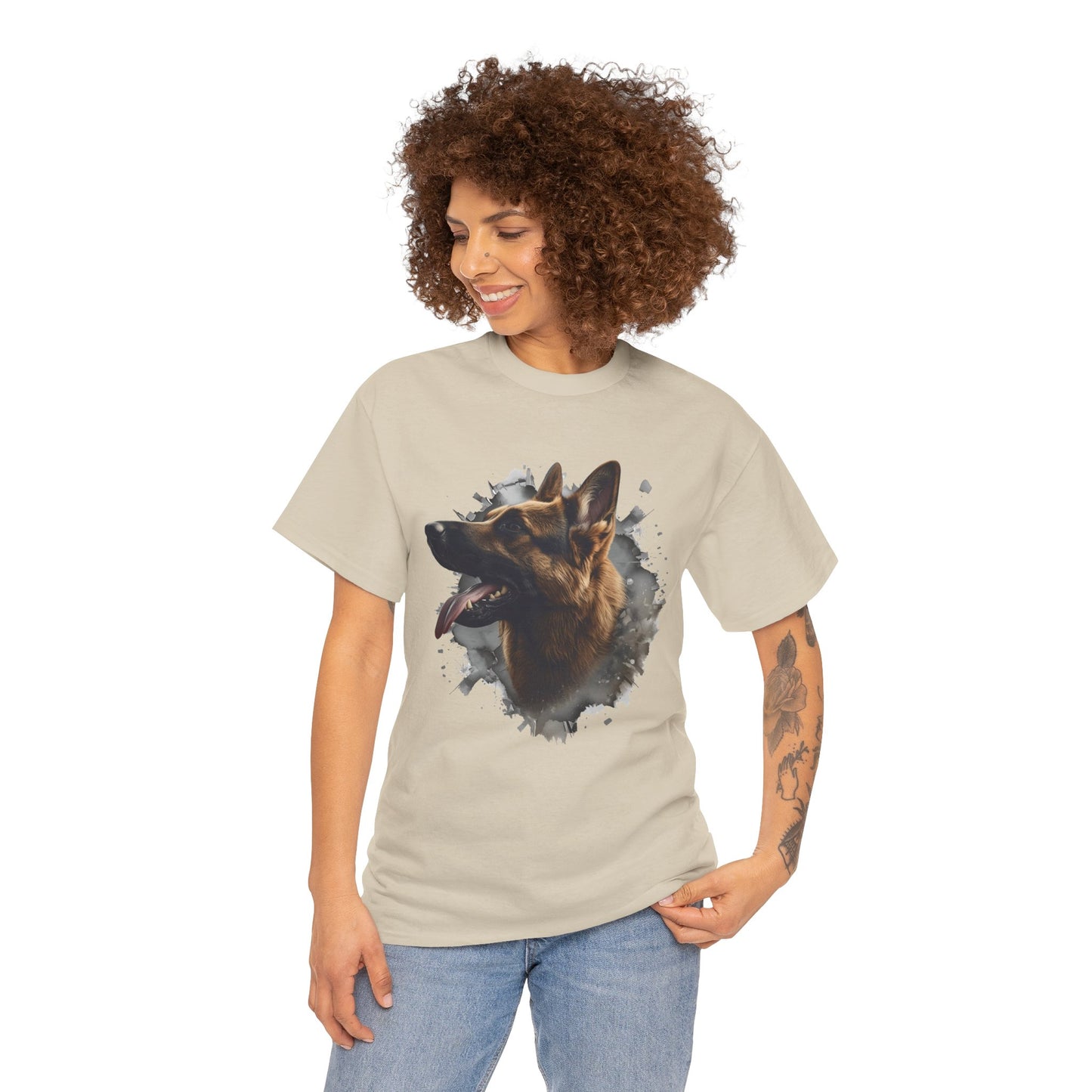 German Shepherd Lover Tee With 3D Design, Unisex Cotton Shirt, Dog T-Shirt, Pet Lovers Gift, Animal Enthusiast Apparel