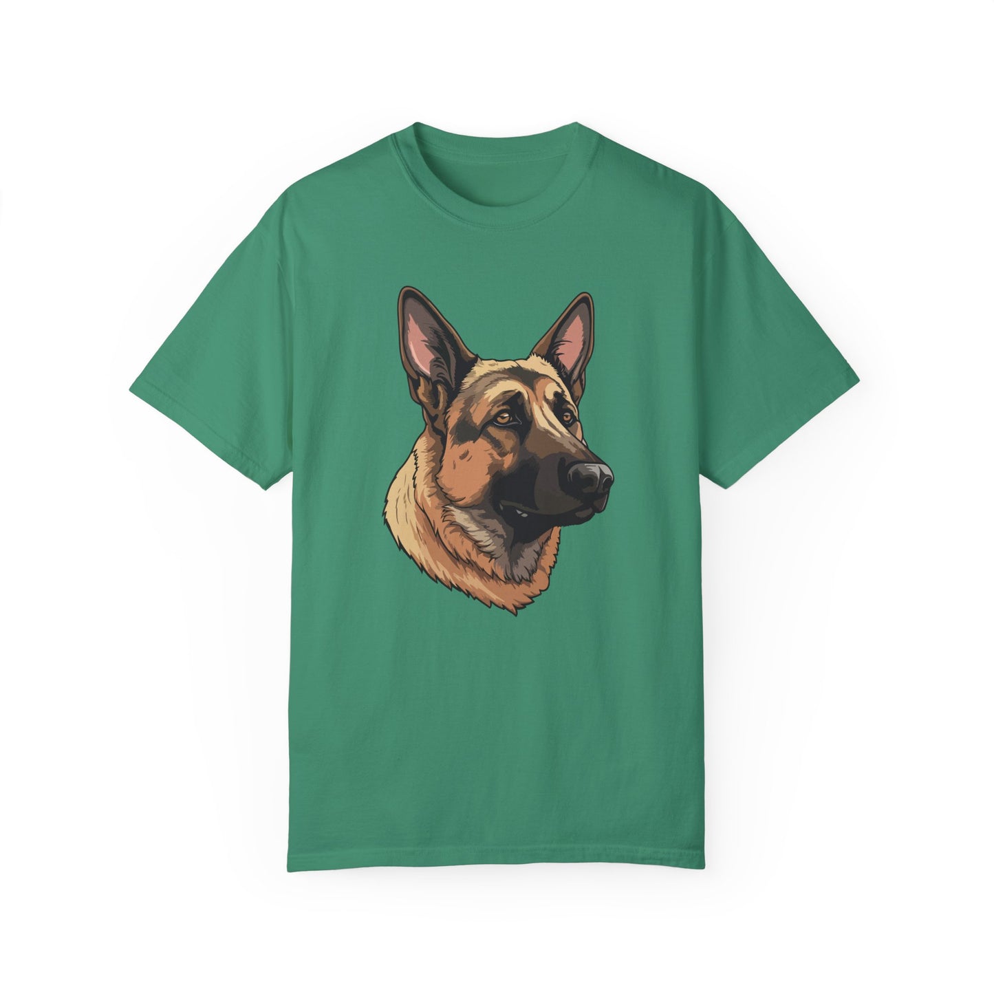 Unisex Dog Lover T-Shirt With a Close Up Graphic of Serious German Shepherd