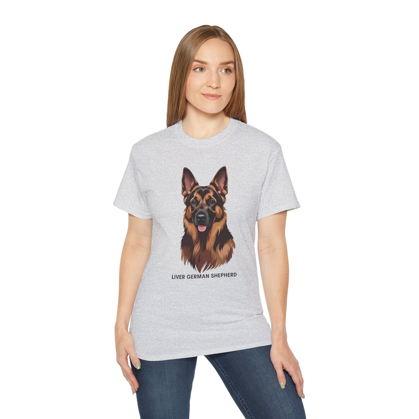 Liver German Shepherd Tee, Dog Lover Shirt, Pet Owner Gift, Animal Print T-Shirt, Unisex Graphic Tee, Birthday Present for Dog Lovers