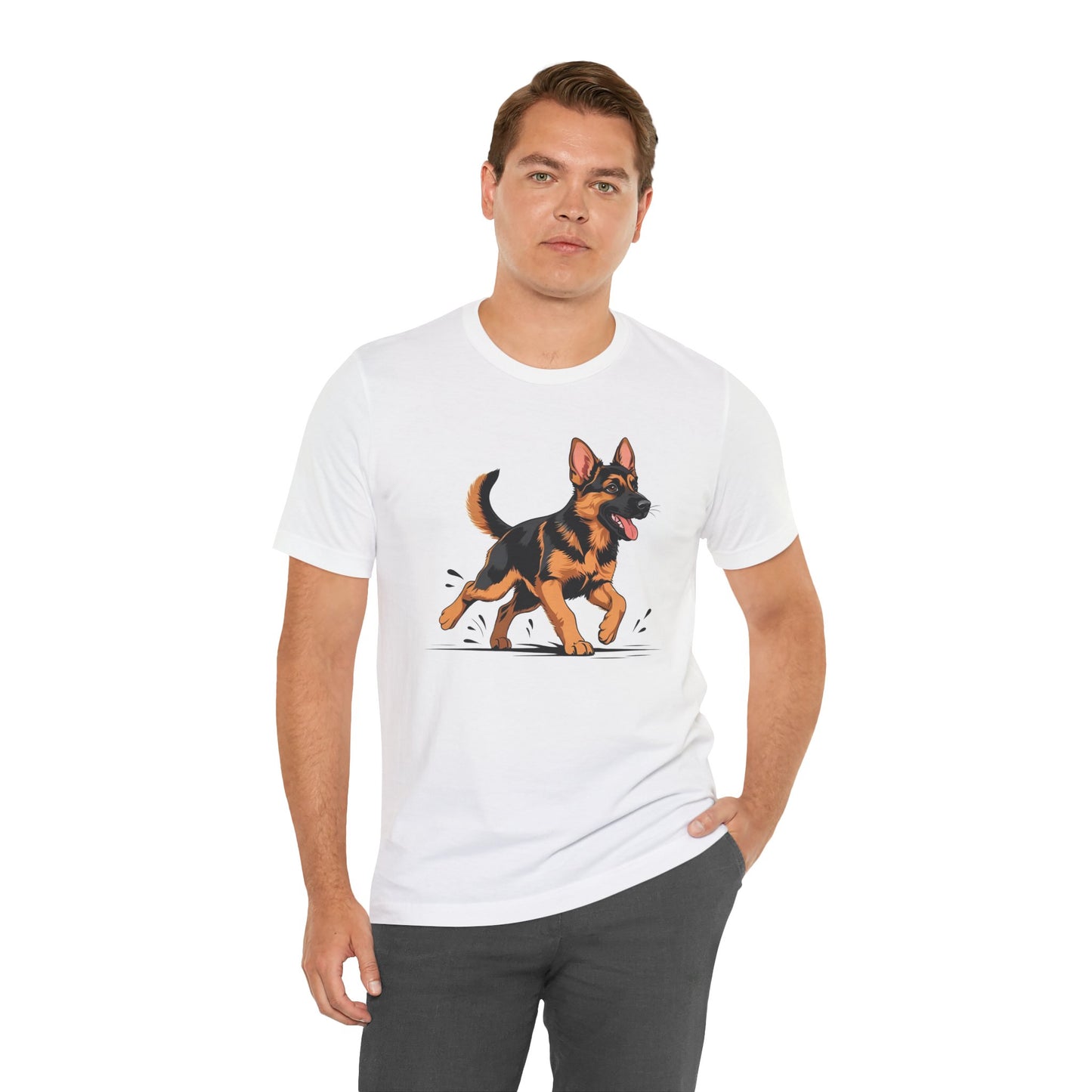 Playful German Shepherd Puppy Tee, Cute Dog Lover Gift, Pet Owner Shirt, Fun Animal Apparel, Unisex T-Shirt for Dog Enthusiasts