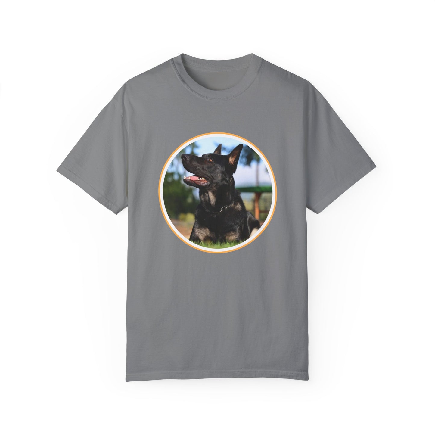 Unisex T-Shirt With Bicolor Working Line German Shepherd Sitting On The Ground