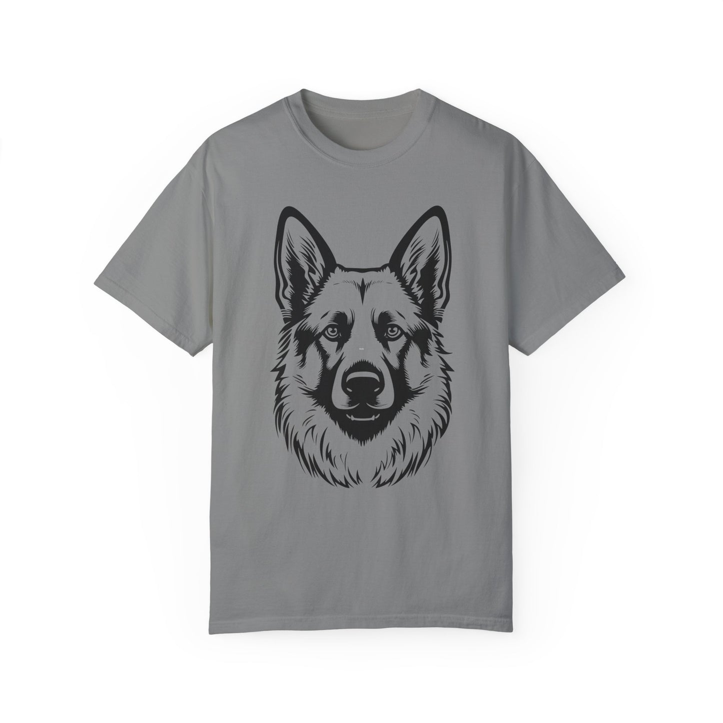 Unisex Dog Lover T-Shirt With a Close Up Graphic of Black and Transparent German Shepherd