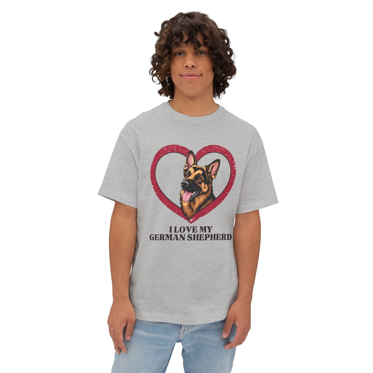 I Love My German Shepherd Unisex Oversized Boxy Tee, Dog Lover Shirt, Pet Owner Gift, Casual Wear, Animal Lover Gift, Birthday Gift