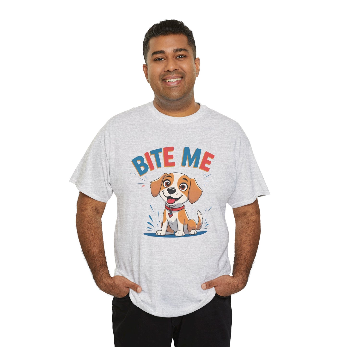 Playful Dog Lover Tee, Bite Me Unisex Cotton T-Shirt for Dog Trainers, Funny Gift for Dog Lovers, Cute Dog Apparel