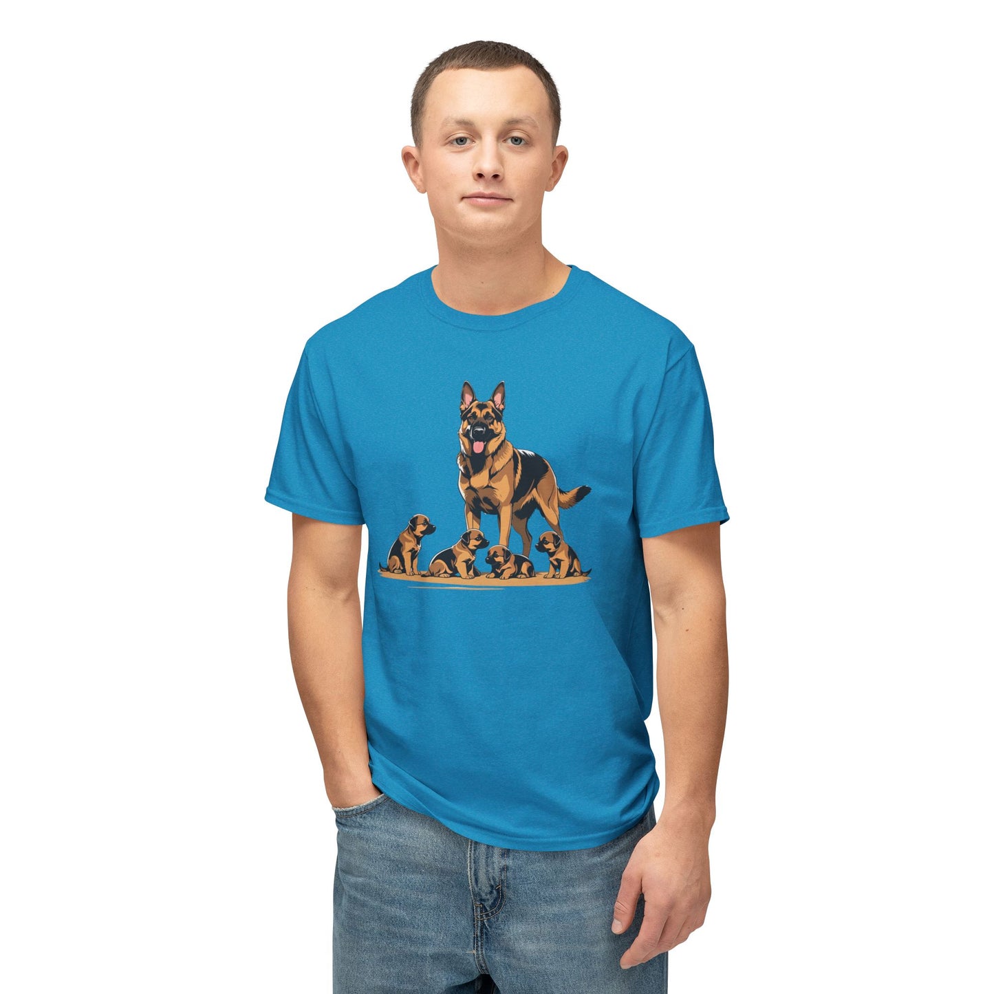 Adorable German Shepherd Family T-Shirt | Dog Lover Gift, Pet Owners Tee, Animal Lovers Apparel, Cute Canine Shirt, Father's Day Gift