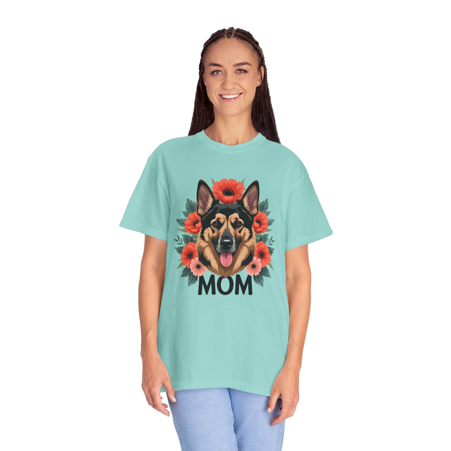 Floral German Shepherd Dog Mom T-Shirt, Perfect Gift for Dog Lovers, Mother’s Day, Birthday, Casual Wear, Comfortable Everyday Tee