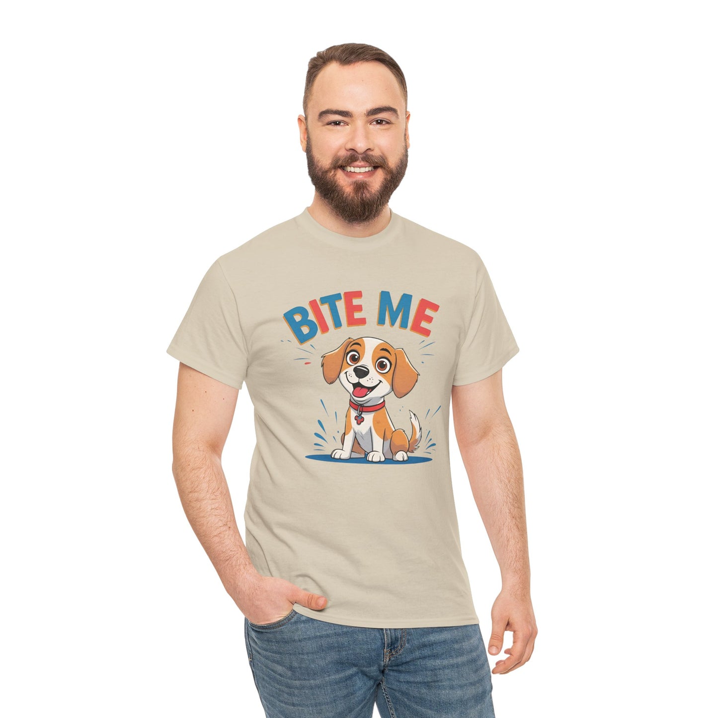 Playful Dog Lover Tee, Bite Me Unisex Cotton T-Shirt for Dog Trainers, Funny Gift for Dog Lovers, Cute Dog Apparel