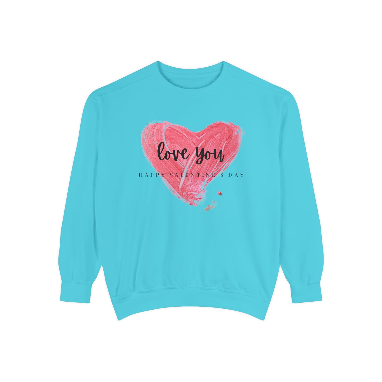 Unisex Valentine's Day Sweatshirt With Brush Art of Red Heart and Caption Love You Inside