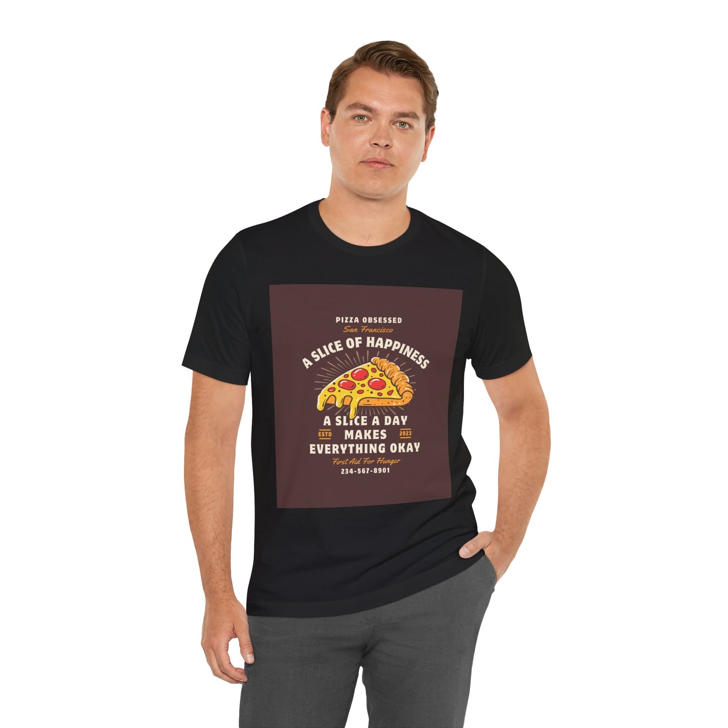 Pizza Lover's Happiness Tee, Fun Unisex T-Shirt, Casual Wear, Gift for Foodies, Pizza Party Attire, Comfortable Daily Shirt