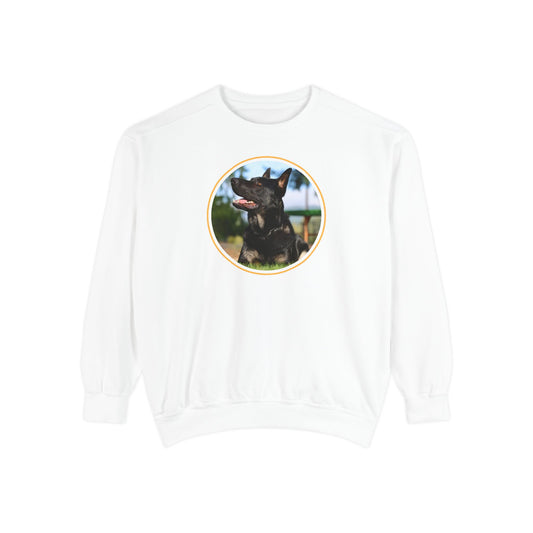 Unisex Dog Lover Sweatshirt With Close Up of Bicolor German Shepherd Inside Round Shape