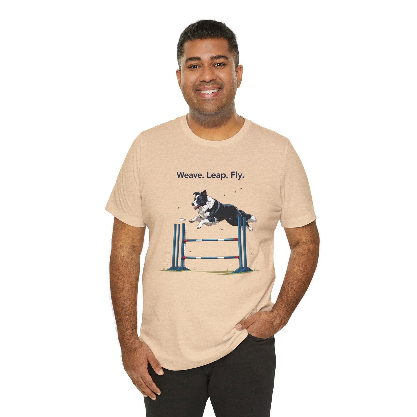 Dog Agility Spirit T-Shirt, Weave Leap Fly Tee, Gifts for Dog Lovers, Pet Enthusiasts, Animal Lovers T-Shirt, Casual Wear, Dog Show Gear