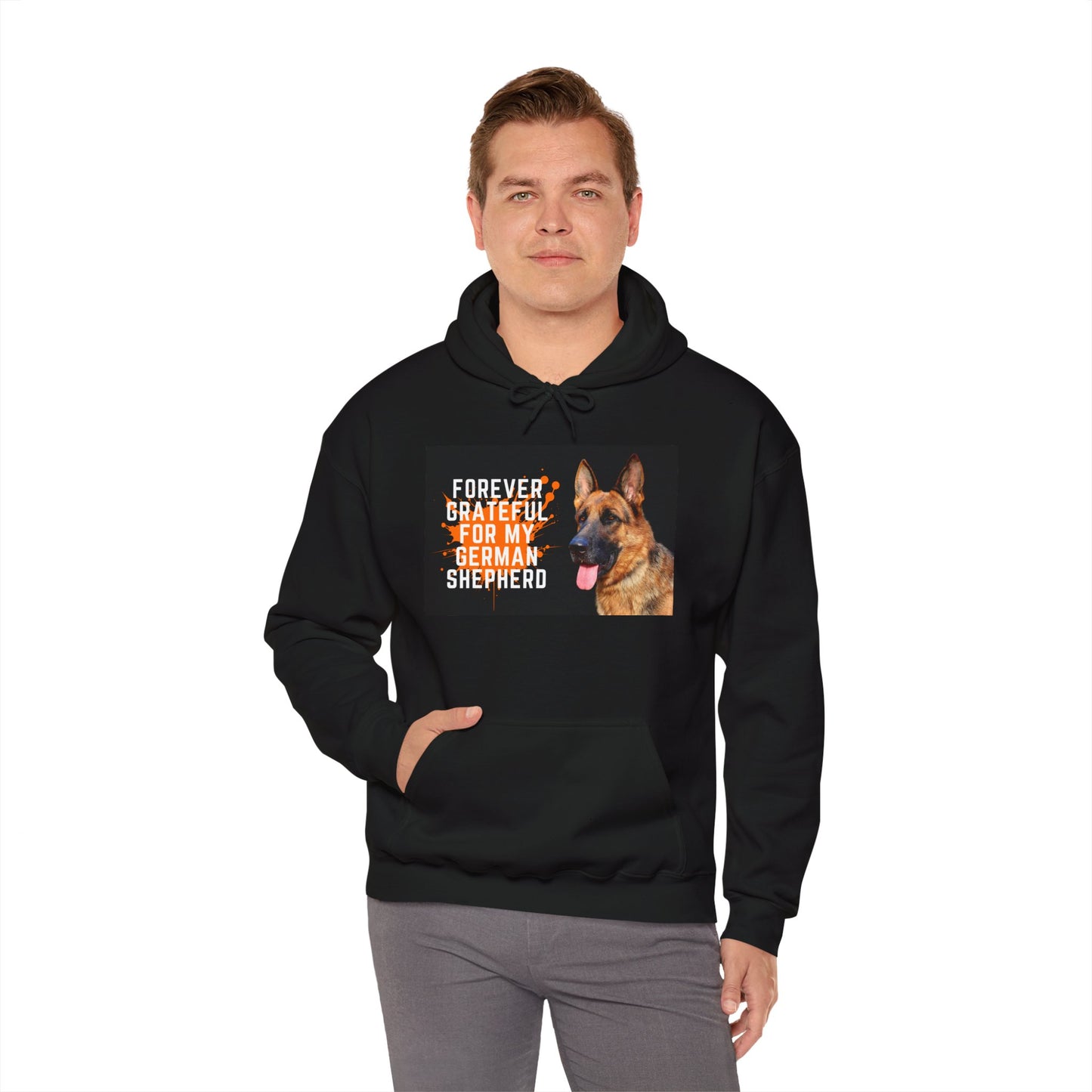 Unisex Dog Lover Hoodie With a German Shepherd and Quote Forever Grateful for My German Shepherd