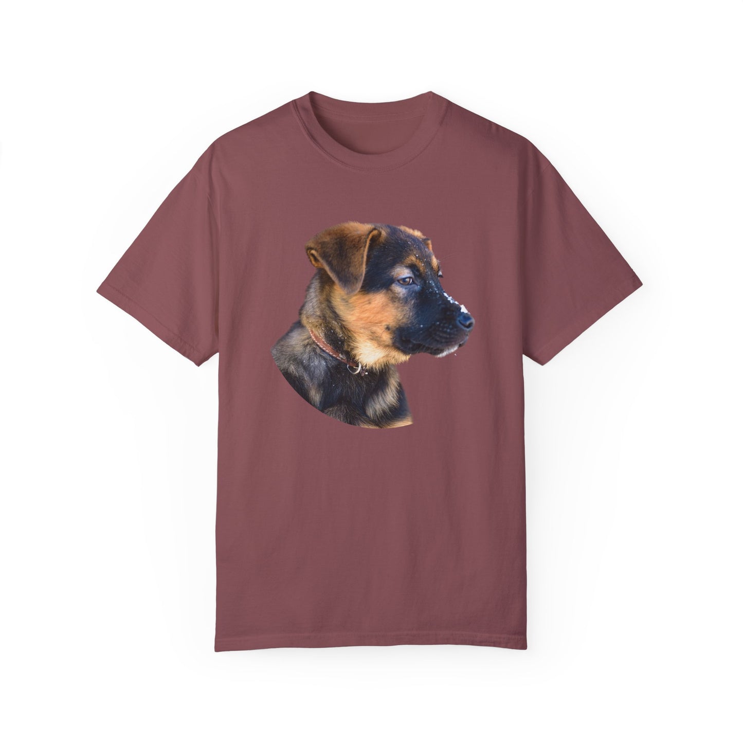 Unisex T-Shirt With Close Up Face of German Shepherd Puppy With Floppy Ears