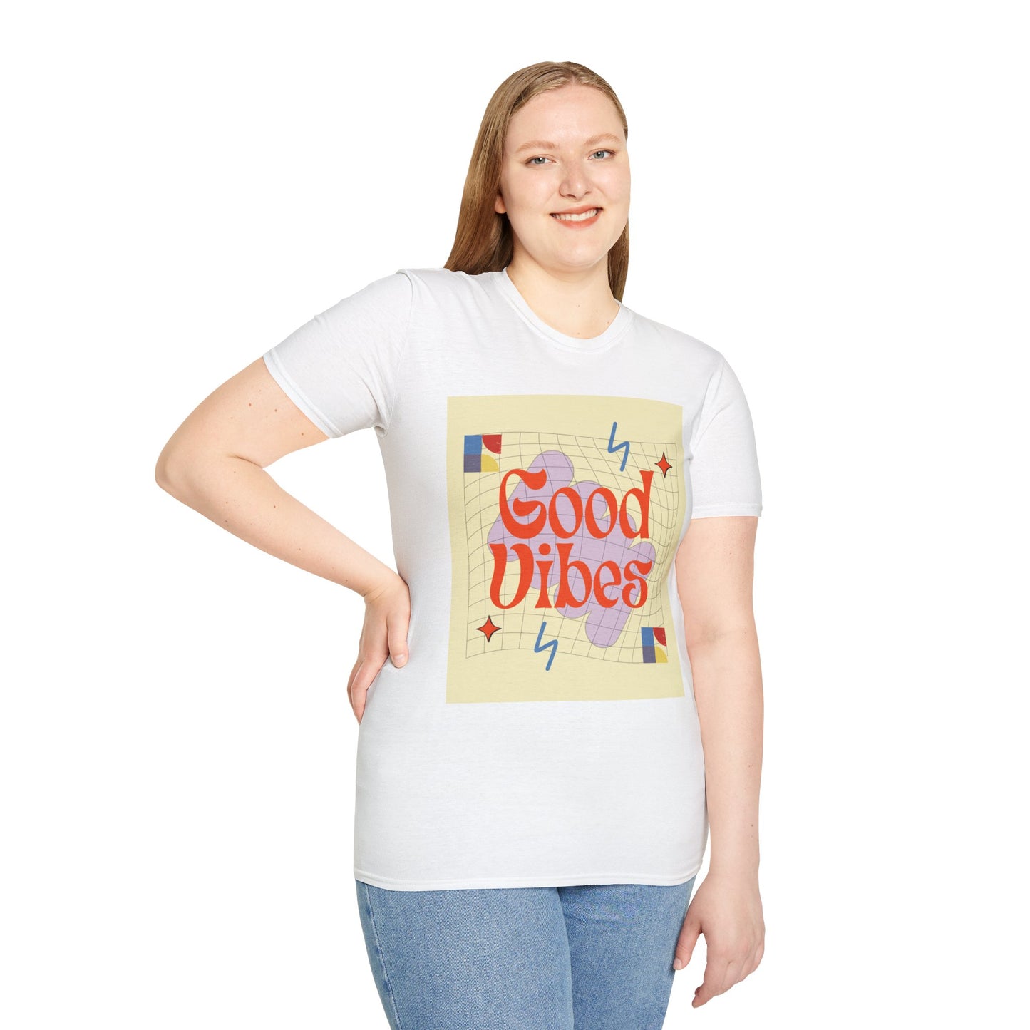 Good Vibes Unisex Softstyle T-Shirt, Relaxed Fit Tee, Casual Wear, Gift Idea, Positive Quotes, Everyday Comfort, Summer Fashion