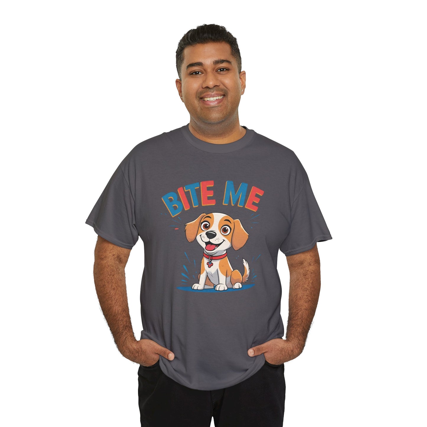 Playful Dog Lover Tee, Bite Me Unisex Cotton T-Shirt for Dog Trainers, Funny Gift for Dog Lovers, Cute Dog Apparel