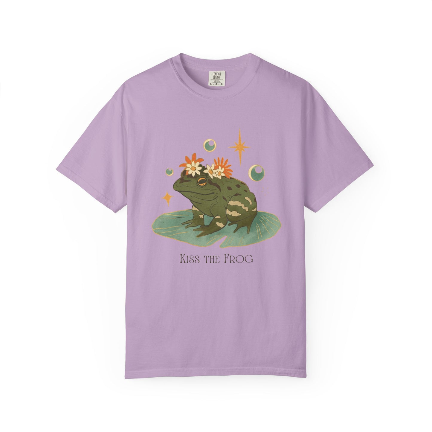Kiss the Frog T-Shirt, Garment-Dyed Unisex Tee, Fun Gift for Nature Lovers, Cute Frog Graphic T-Shirt, Ideal for Casual Outings