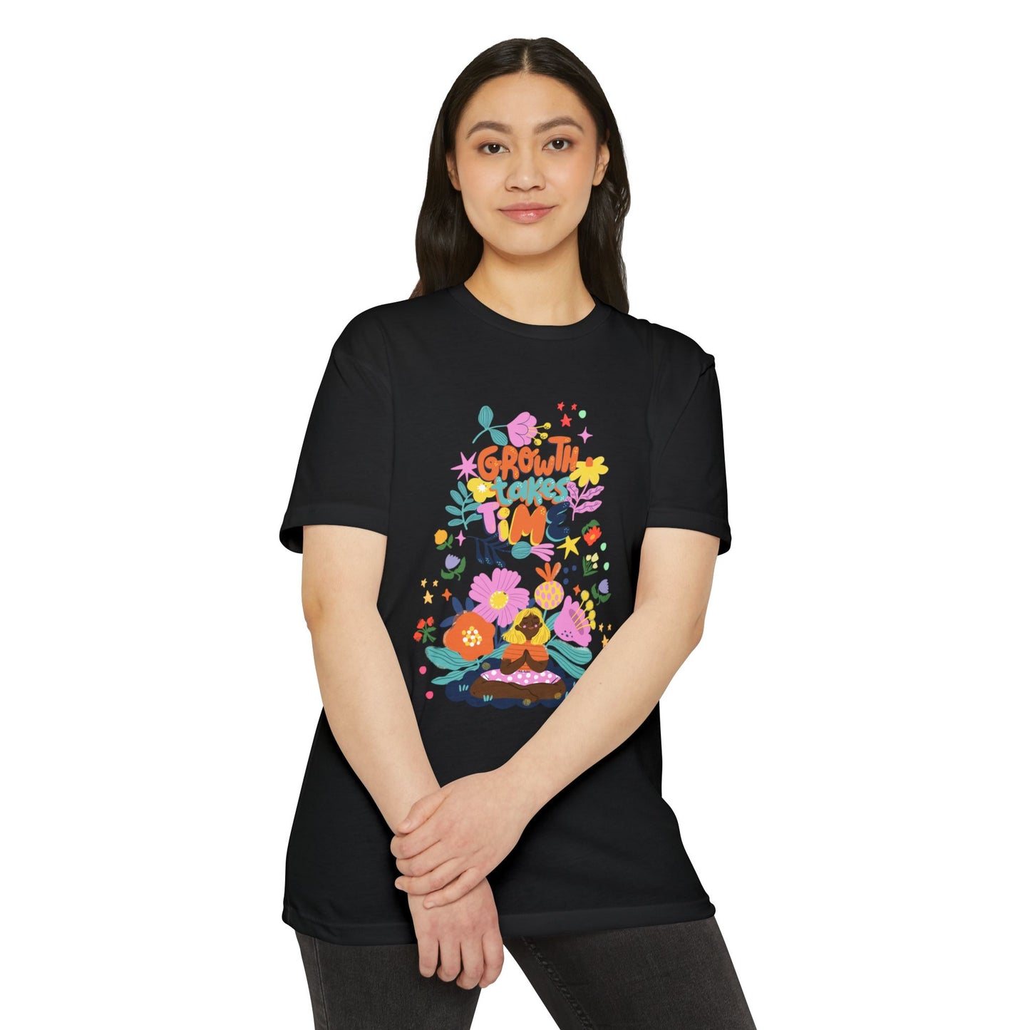 Growth Takes Time Floral Unisex T-Shirt, Spring Tee, Inspirational T-Shirt, Casual Wear, Unique Gift Idea