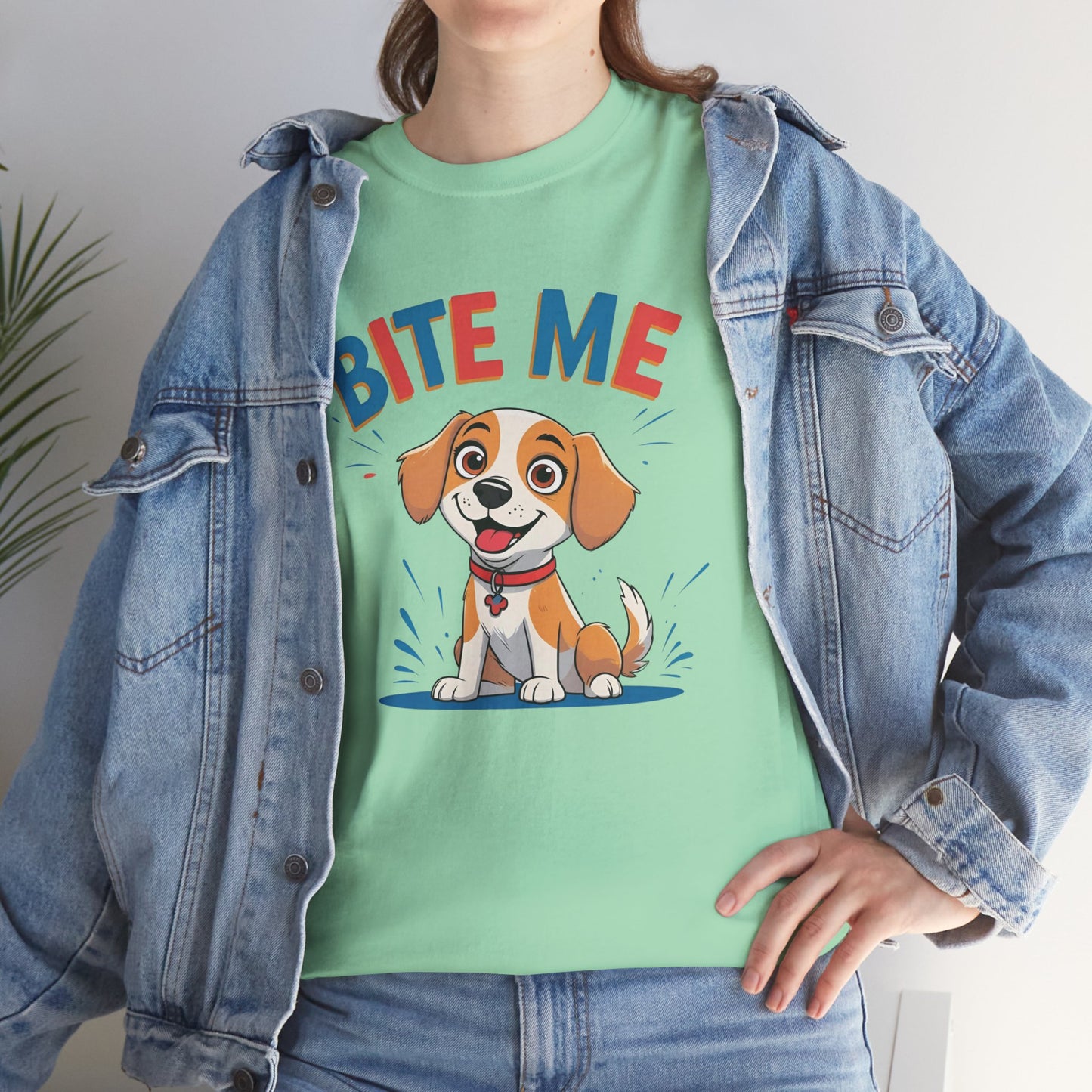 Playful Dog Lover Tee, Bite Me Unisex Cotton T-Shirt for Dog Trainers, Funny Gift for Dog Lovers, Cute Dog Apparel