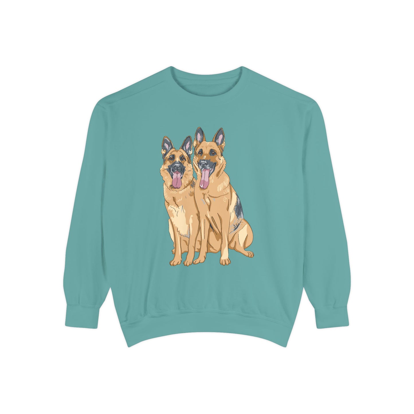 Unisex Dog Lover Sweatshirt With Graphic of Two German Shepherd Sloppily Sitting