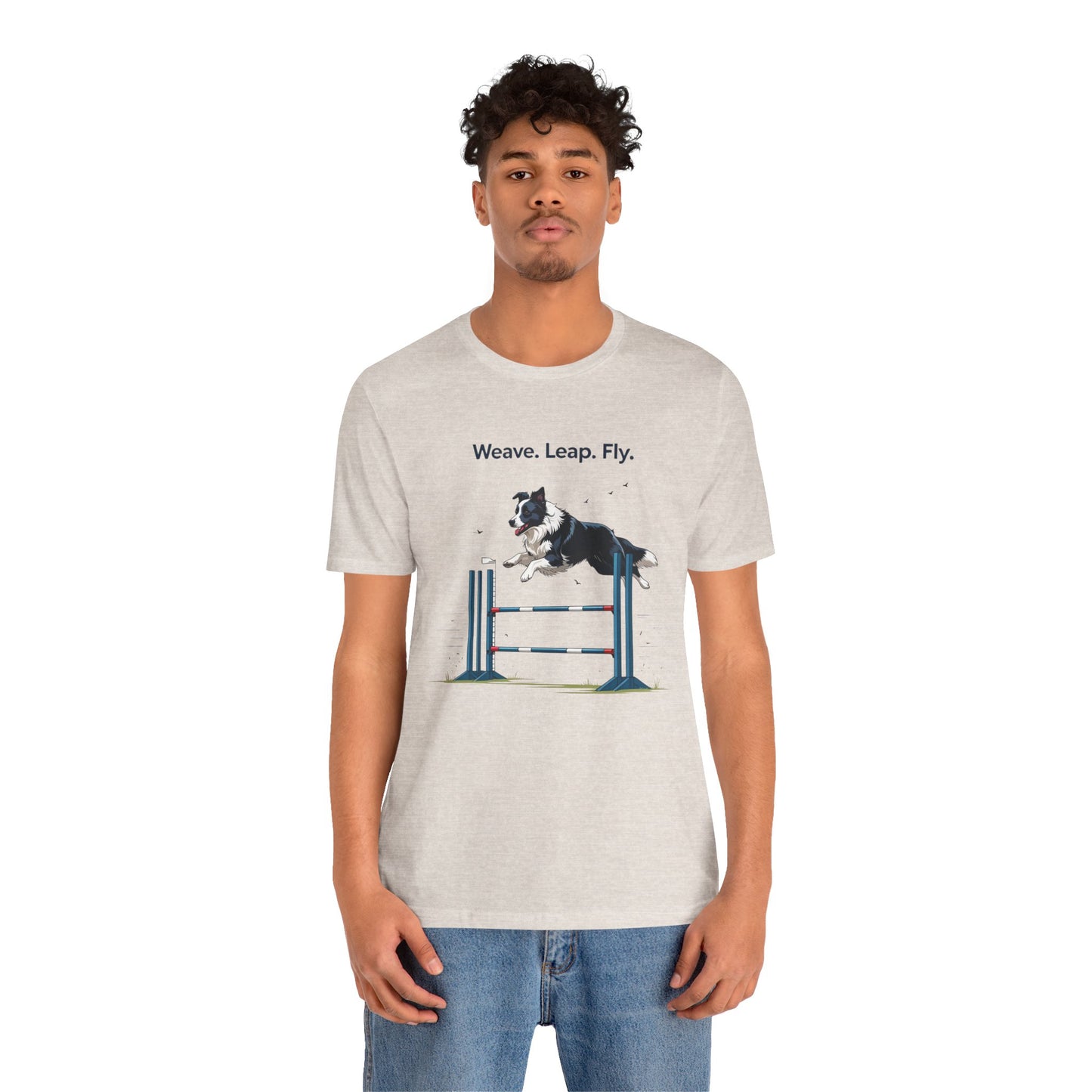 Dog Agility Spirit T-Shirt, Weave Leap Fly Tee, Gifts for Dog Lovers, Pet Enthusiasts, Animal Lovers T-Shirt, Casual Wear, Dog Show Gear