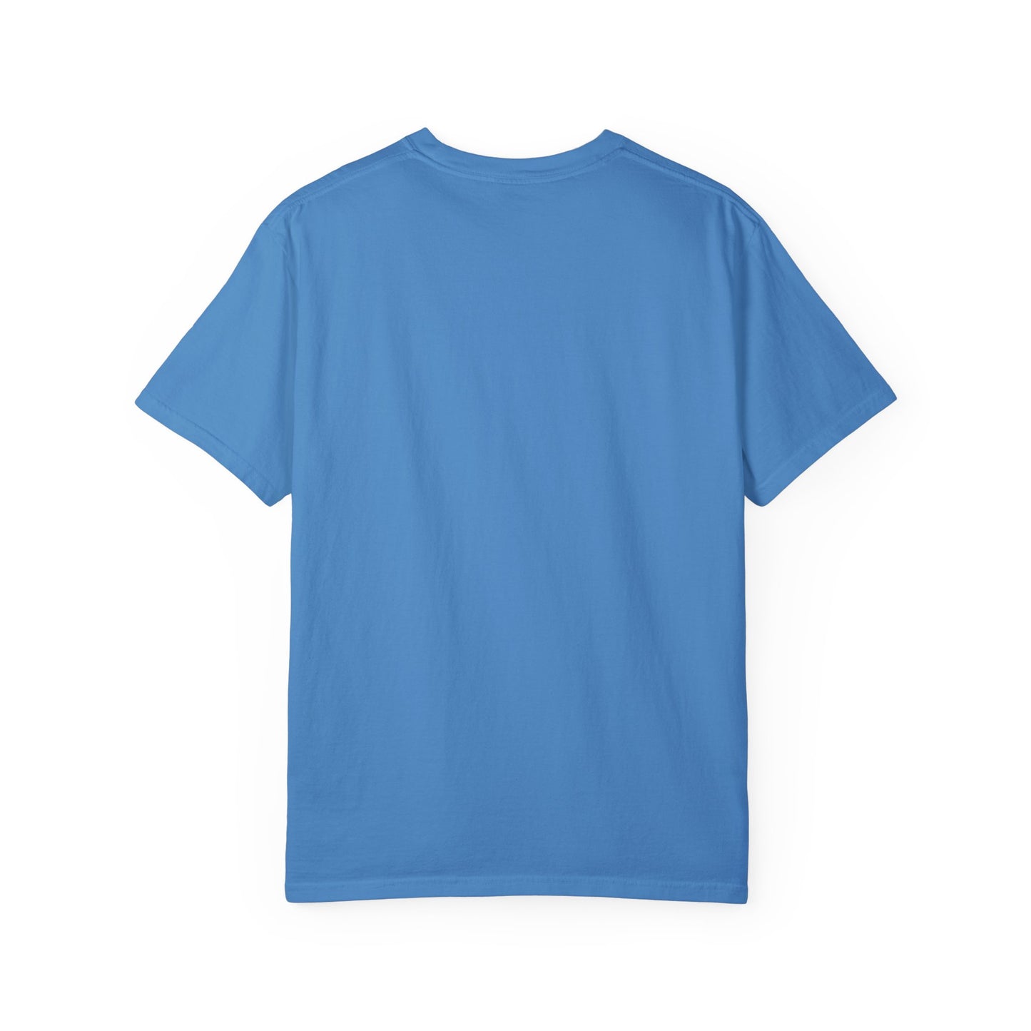 Unisex Dog Lover T-Shirt With Close Up of German Shepherd, Blue Sky in Background and Caption Selfless Beings