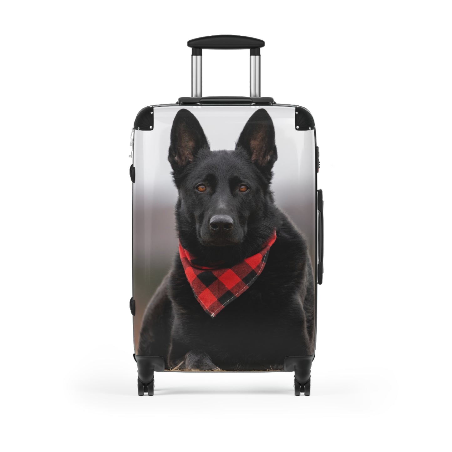 Custom Pet Suitcase Featuring Working Line German Shepherd Wearing a Neckerchief